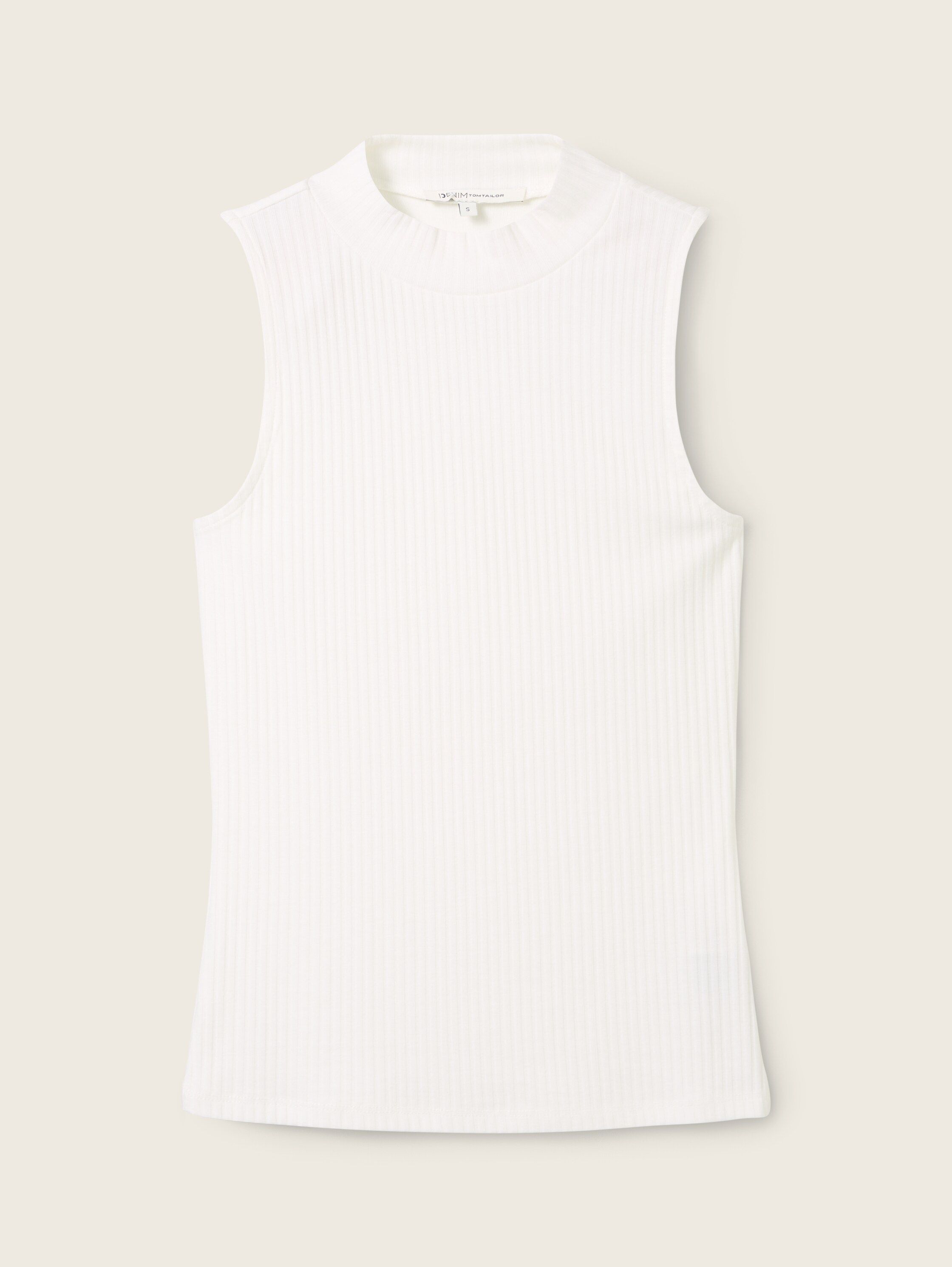 Ripp Top mit Stehkragen - off white - Vorder-Produkt-Ansicht