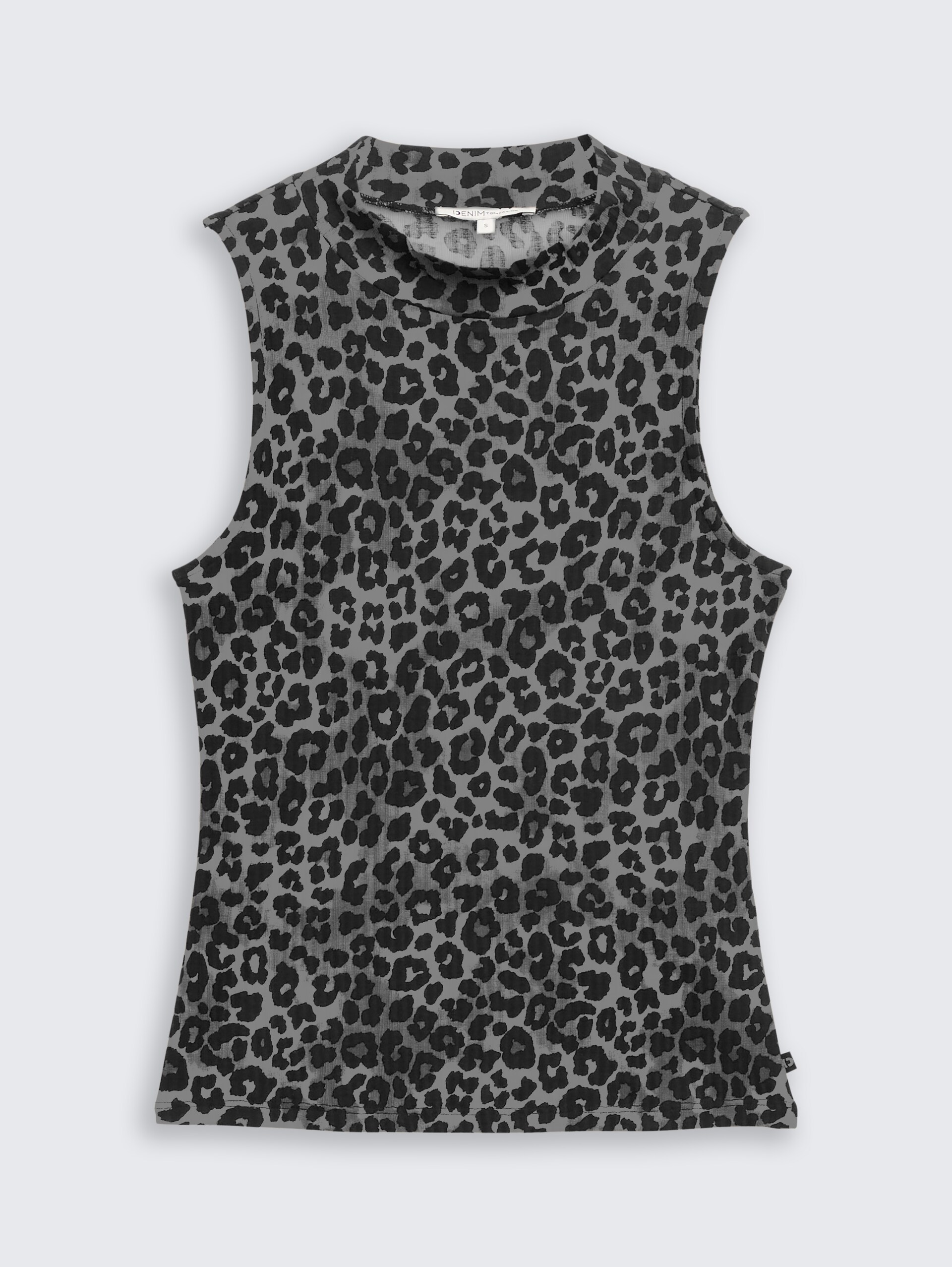 Ripp Top mit Stehkragen - dark grey black leo - Vorder-Produkt-Ansicht