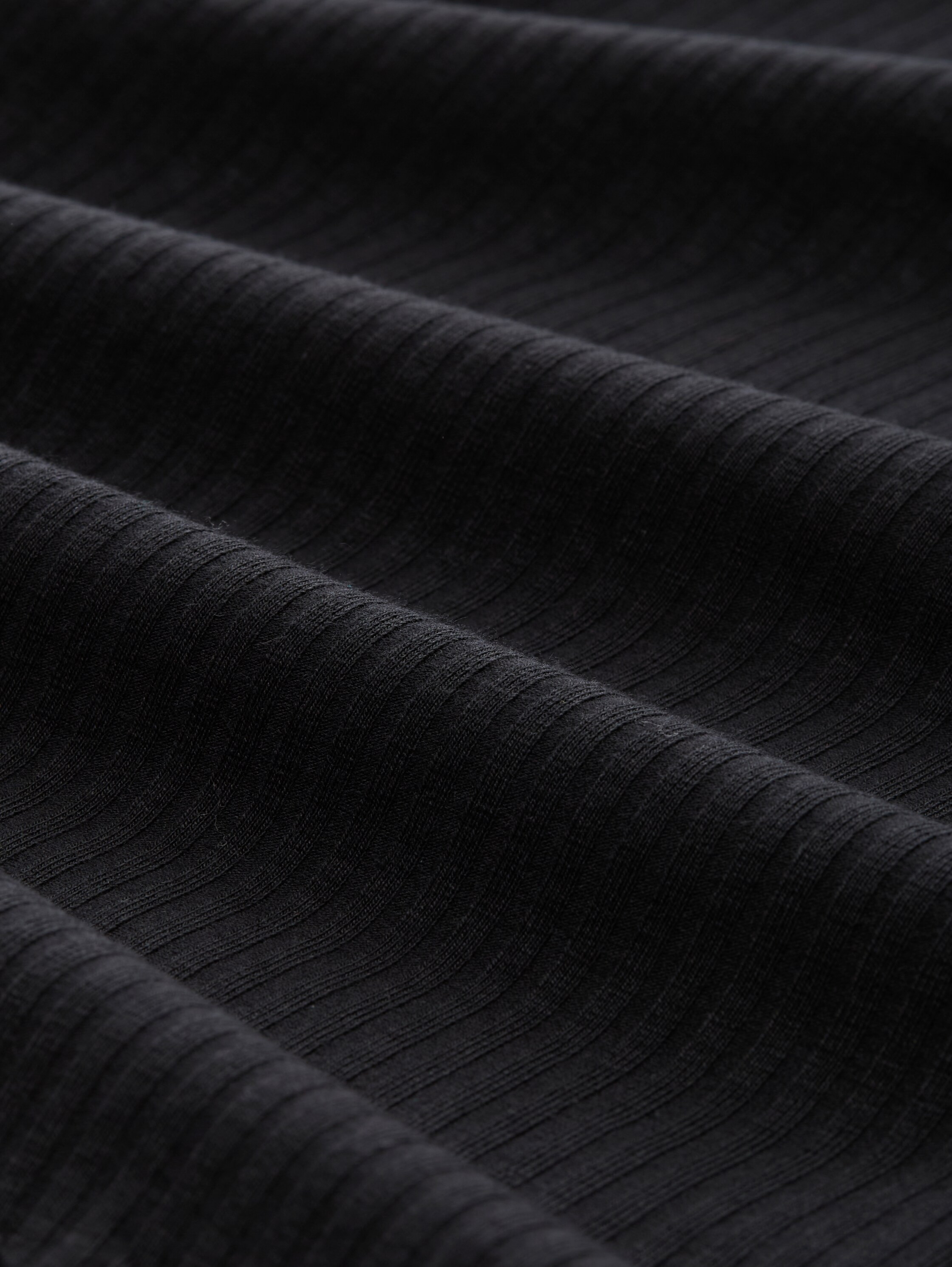 Langarmshirt mit Rippstruktur - deep black - Material-Ansicht
