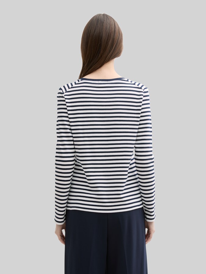 TOM TAILOR Le signore Maglietta a maniche lunghe a righe 1024725, 26386 - Yellow Offwhite Stripe, XL