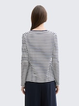 Shirt met lange mouwen en streeppatroon - navy white stripe - Neklijn model-achteraanzicht