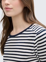Shirt met lange mouwen en streeppatroon - navy white stripe - Detailaanzicht model