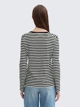 Shirt met lange mouwen en streeppatroon - black white stripe - Neklijn model-achteraanzicht