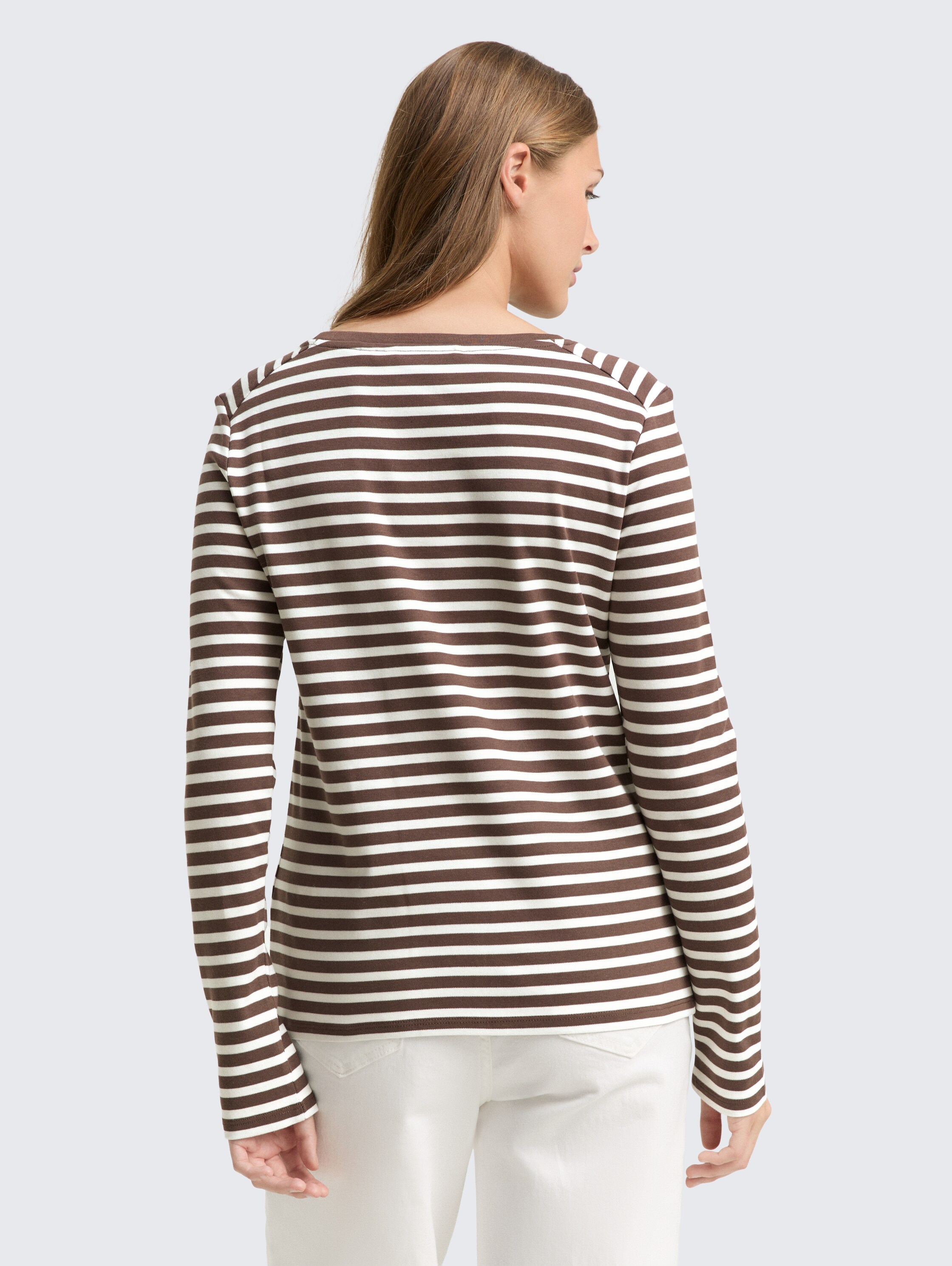 Langarmshirt mit Streifenmuster - brown_white_stripe - 