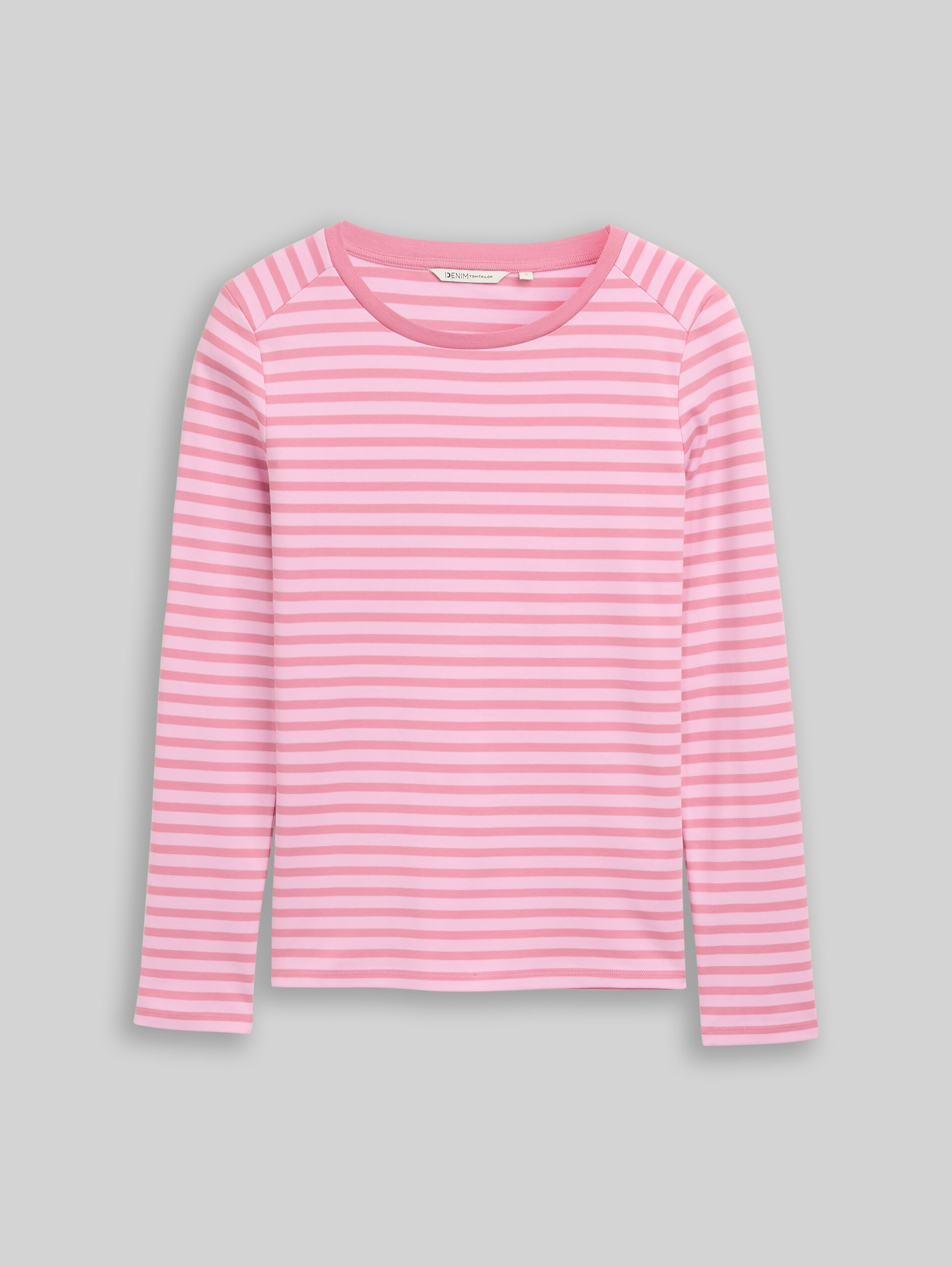 Long-sleeved shirt with striped pattern - tonal blush rose stripe - Front product view