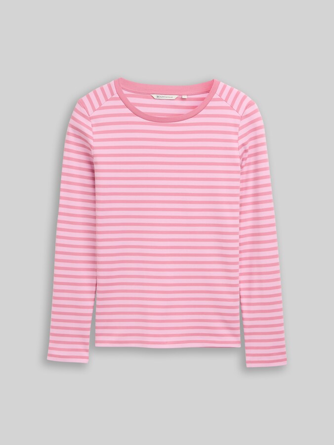 T-shirt à manches longues à rayures par Denim Female, tonal blush rose stripe