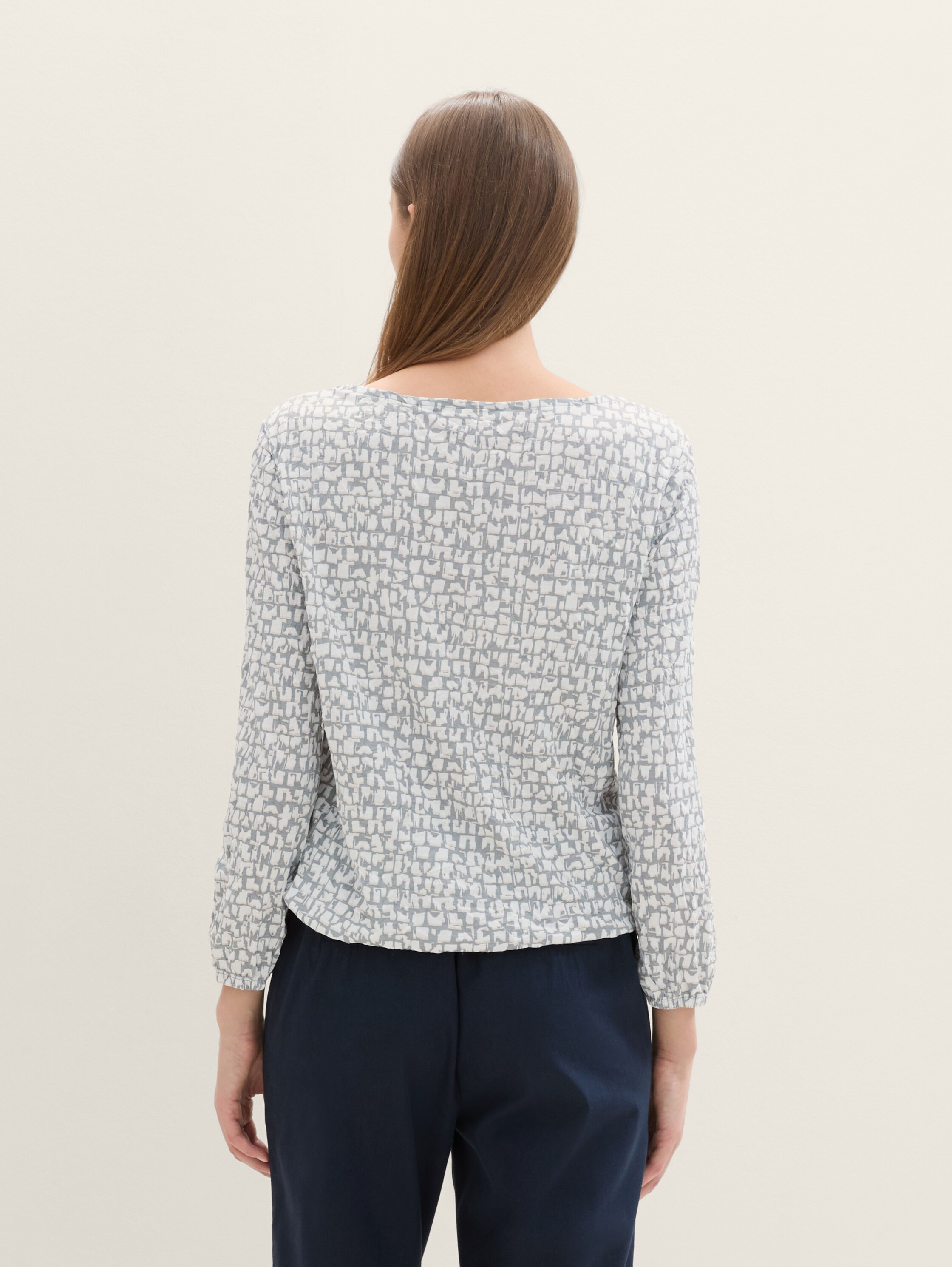 Shirt met 3/4 mouwen in rimpellook - neutral_tile_design - 