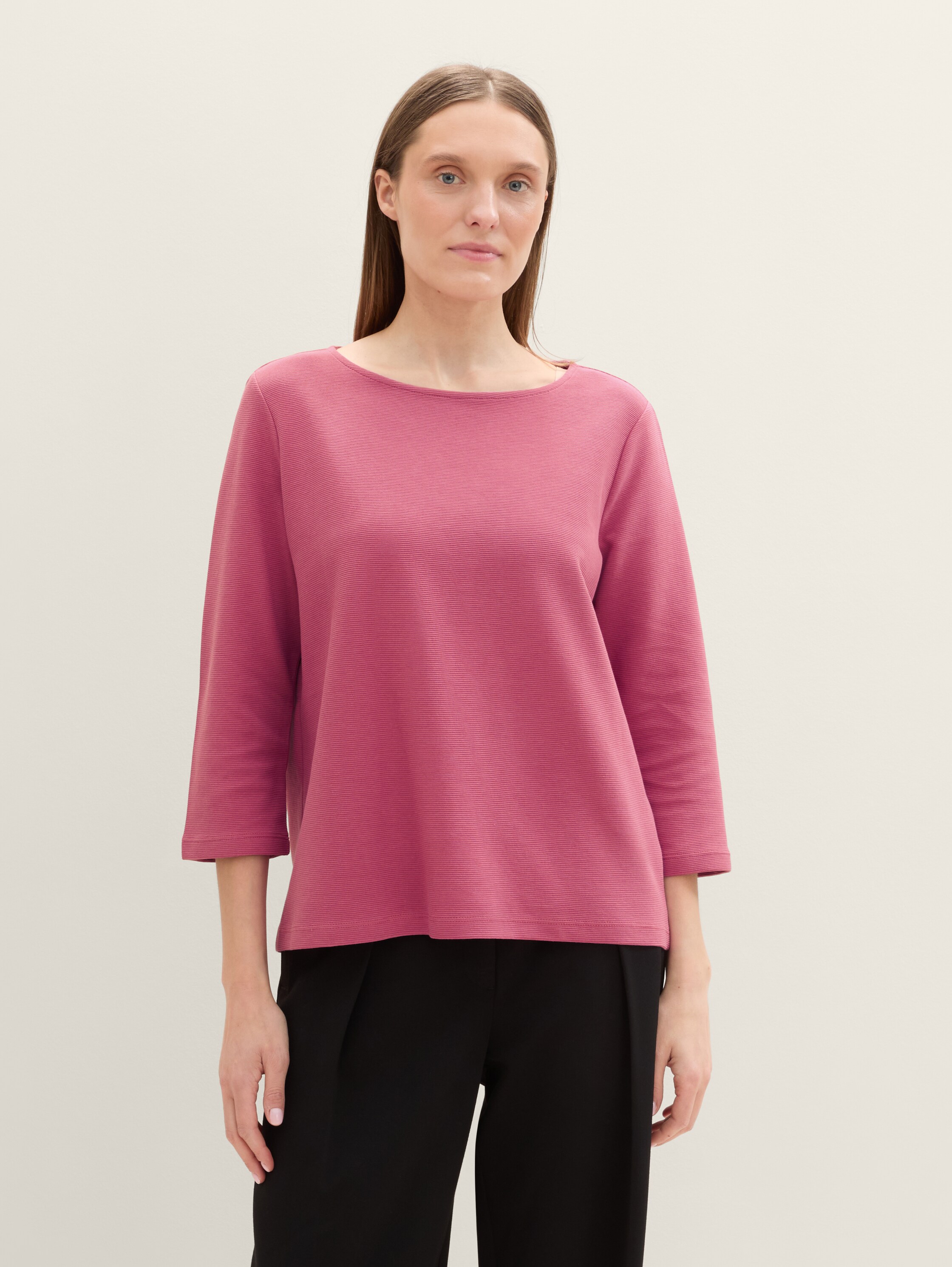 Shirt met 3/4 mouwen met structuur - pink_velvet - 