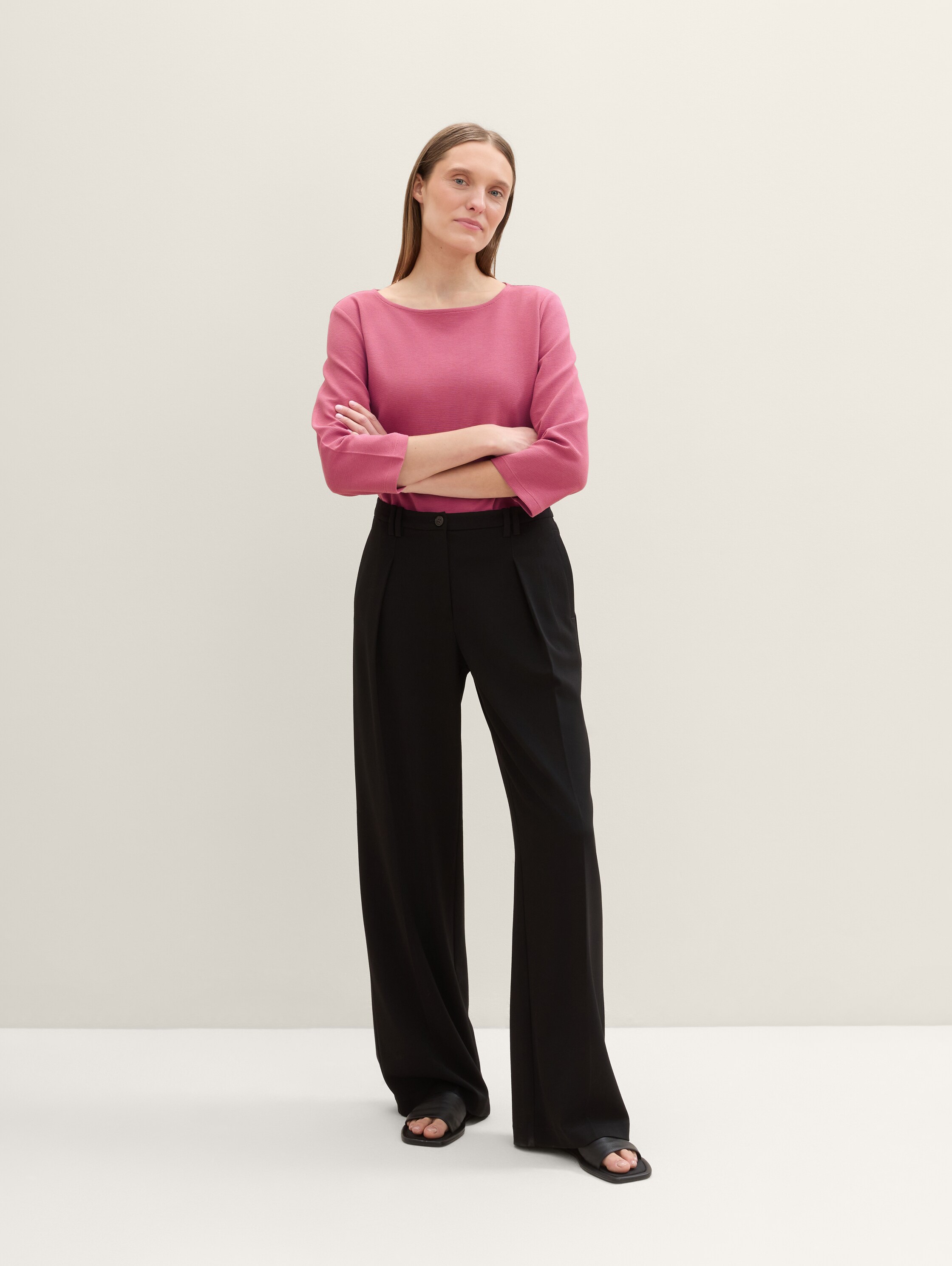 Shirt met 3/4 mouwen met structuur - pink_velvet - 