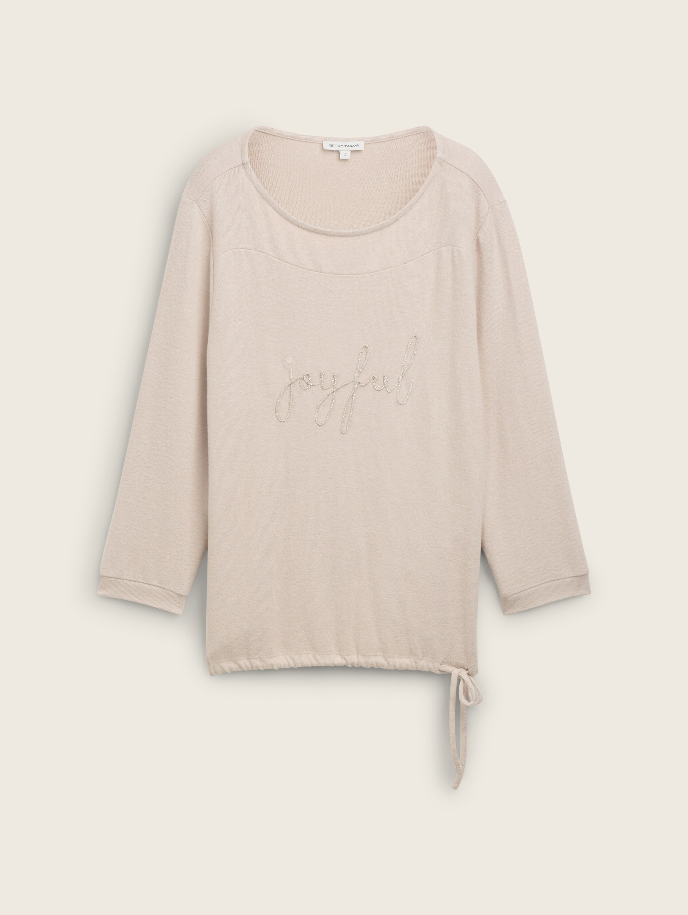 Soft-Touch Shirt mit Schriftzug - dusty_beige_melange - 