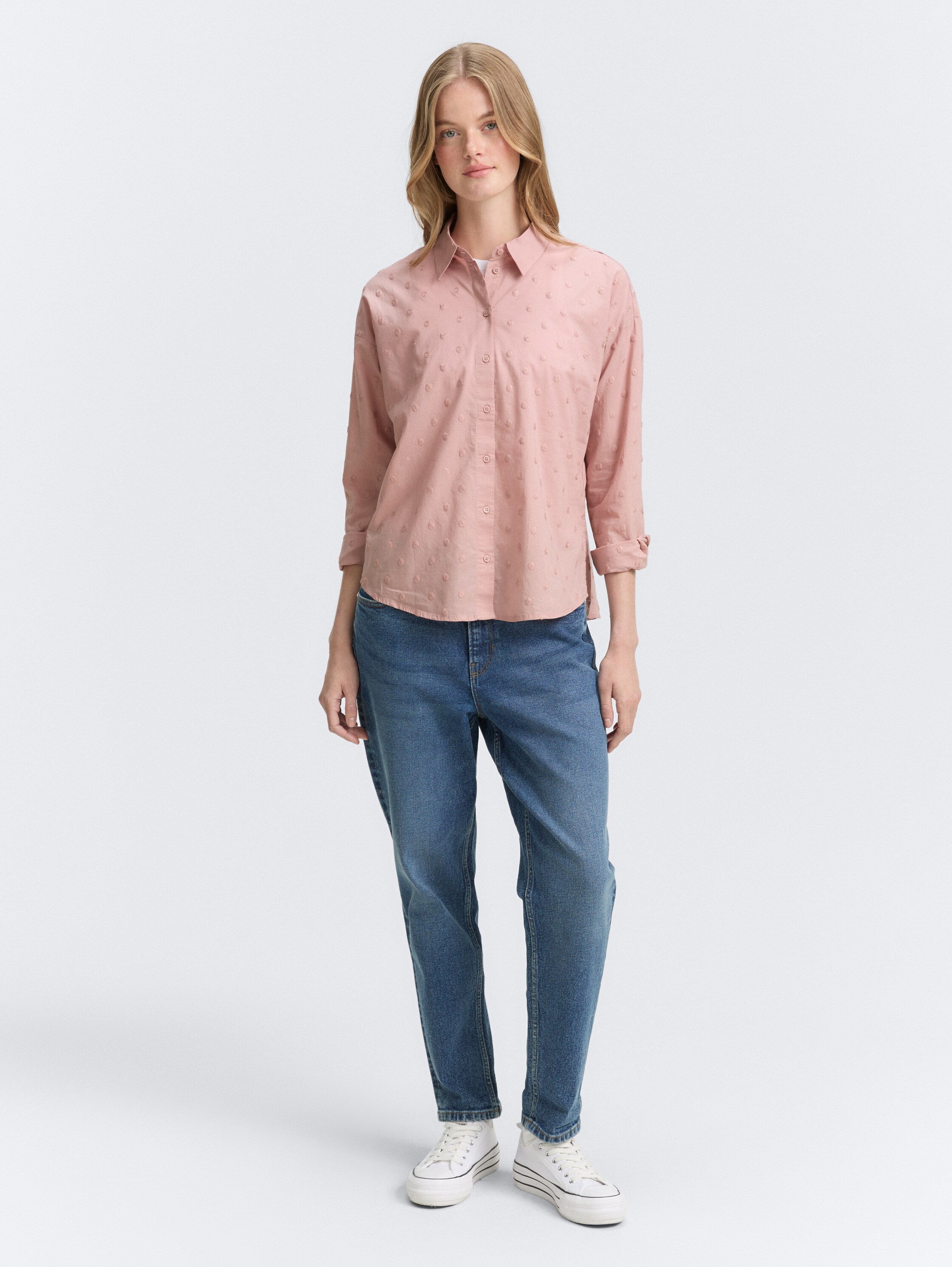 Shirt blouse with dotted texture - antique_rose - 