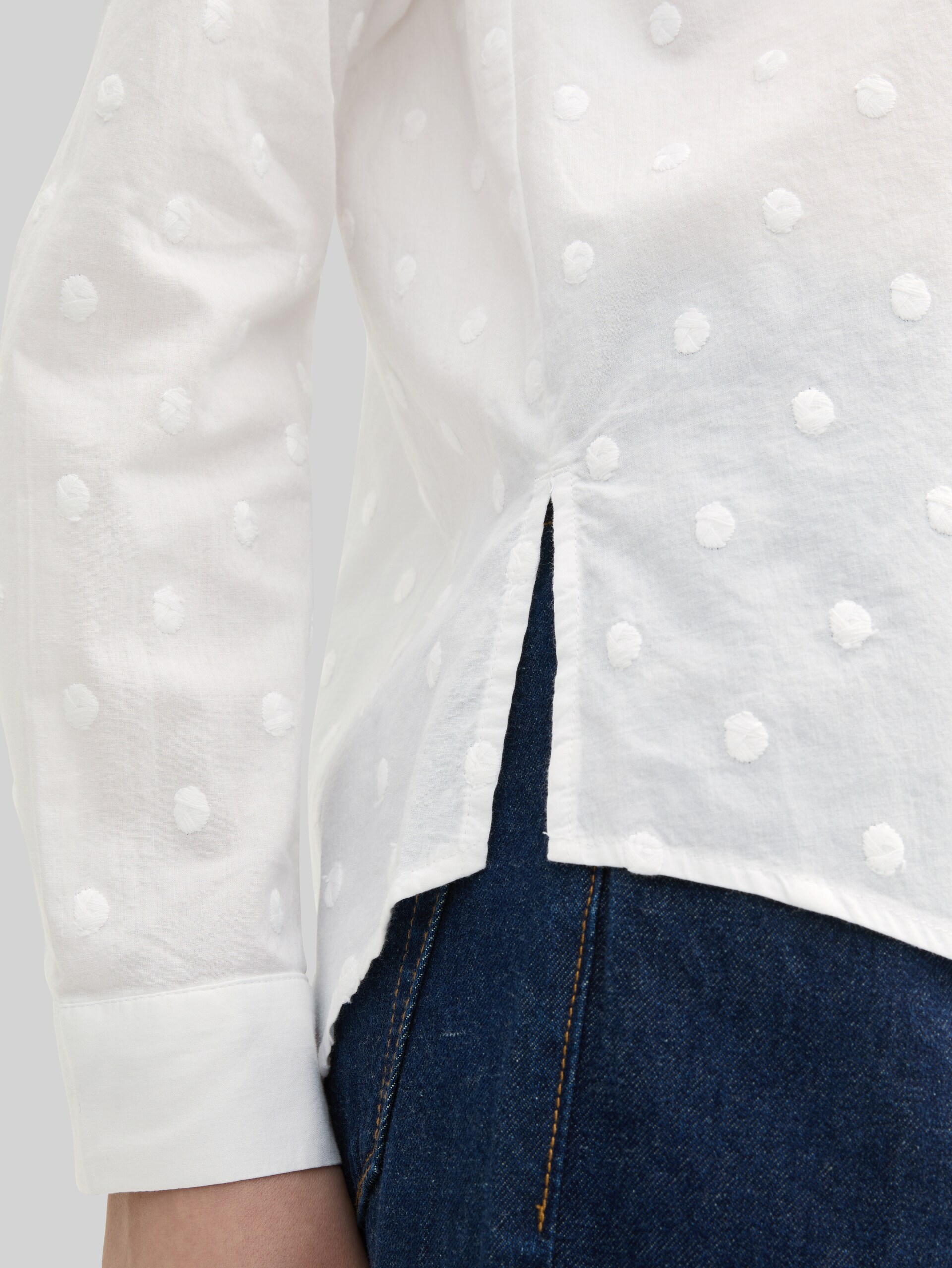 Shirt blouse with polka dot pattern - White - Detail model view