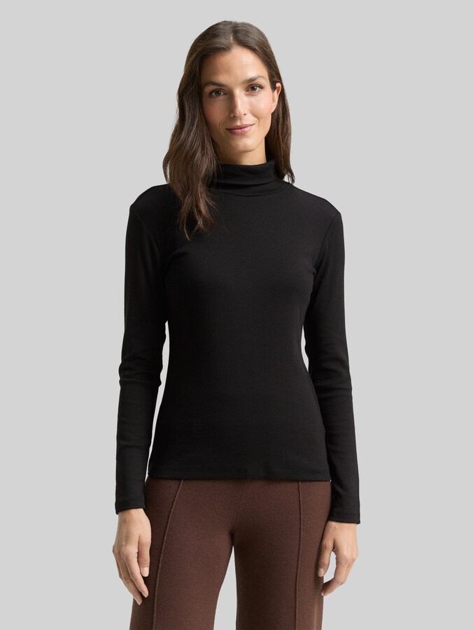 Long-sleeved shirt with turtleneck by Women, deep black