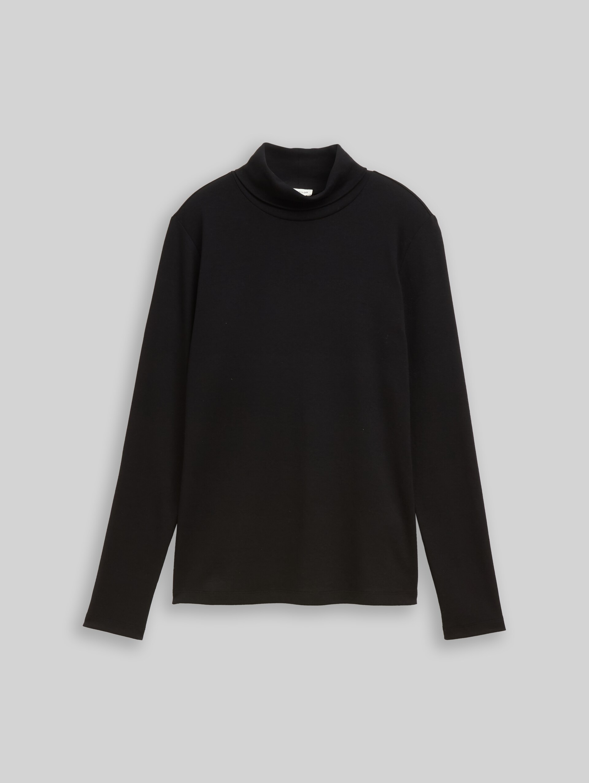 Long-sleeved shirt with turtleneck - deep black - Front product view