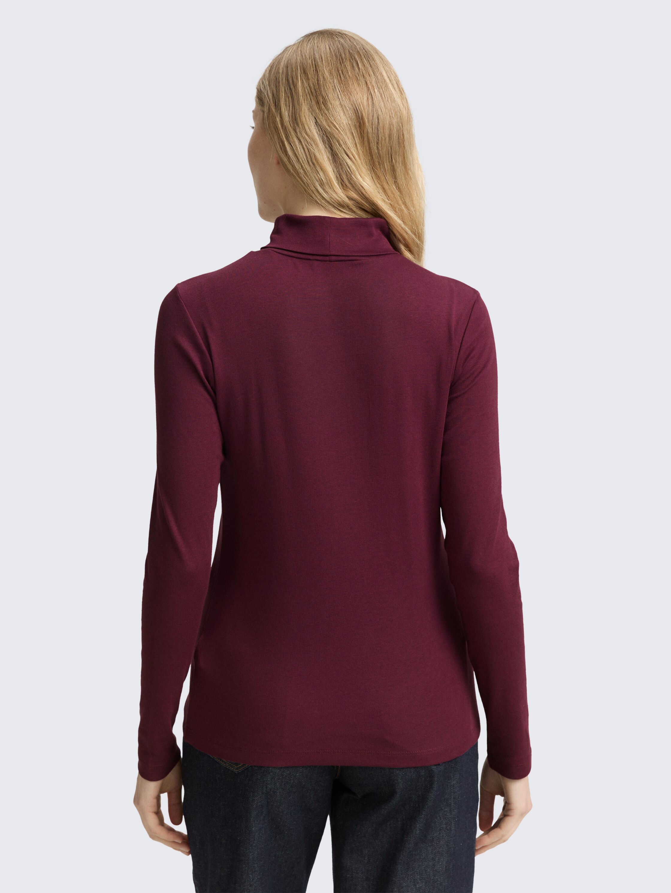 Long-sleeved shirt with turtleneck - bordeaux_red - 