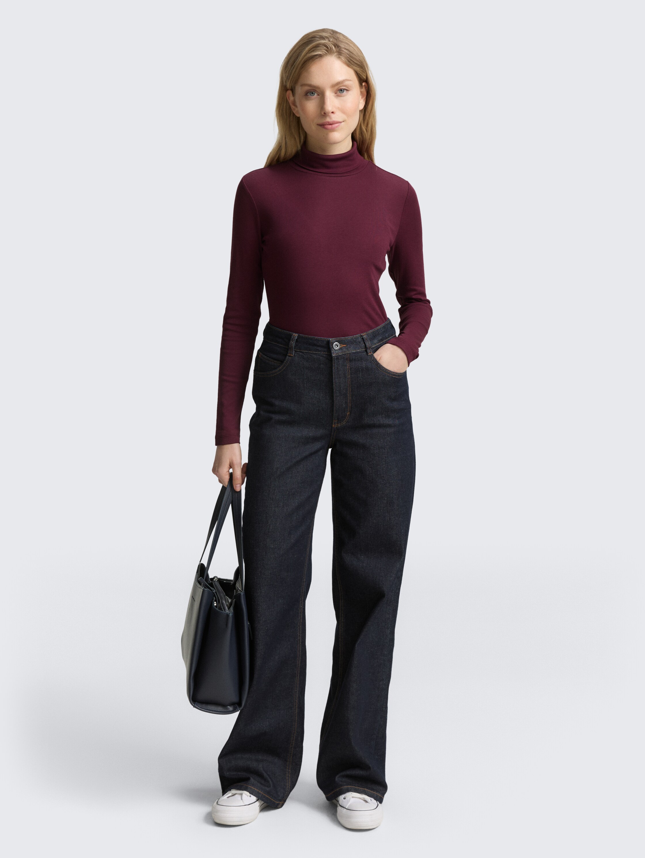 Long-sleeved shirt with turtleneck - bordeaux_red - 