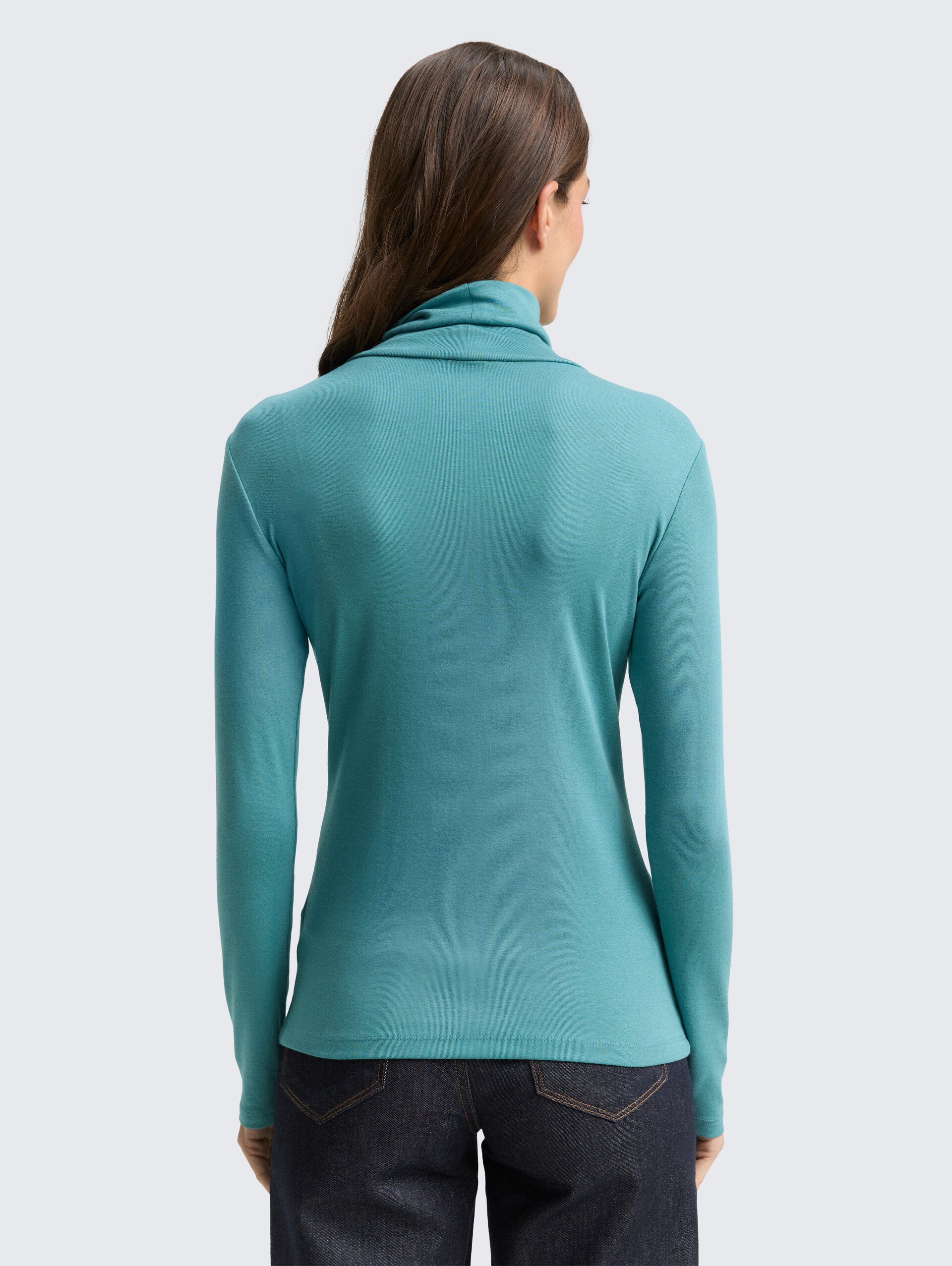 Shirt met lange mouwen en rolkraag - tropical teal - Neklijn model-achteraanzicht