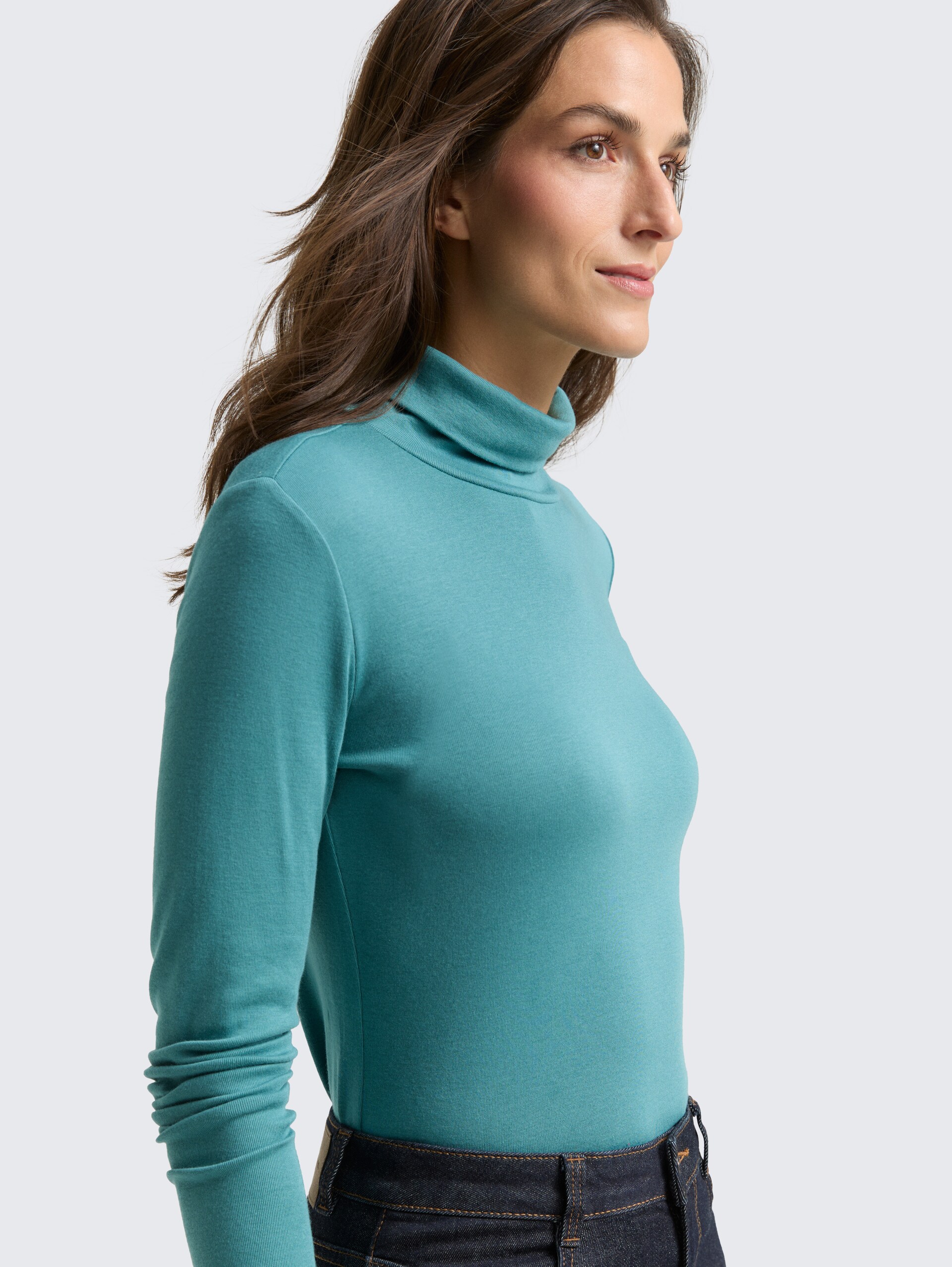 Shirt met lange mouwen en rolkraag - tropical teal - Detailaanzicht model