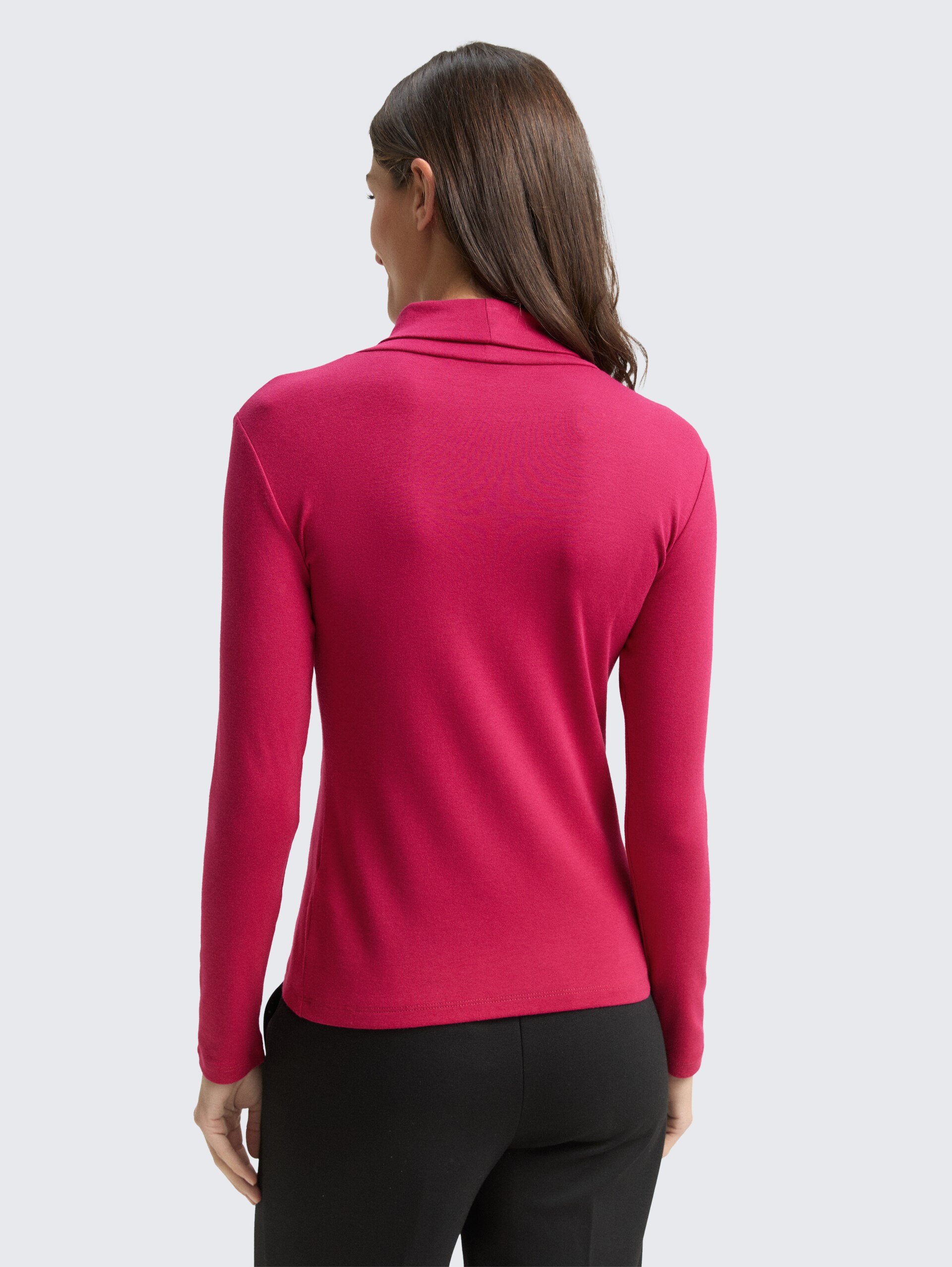 Shirt met lange mouwen en rolkraag - dark pink - Neklijn model-achteraanzicht