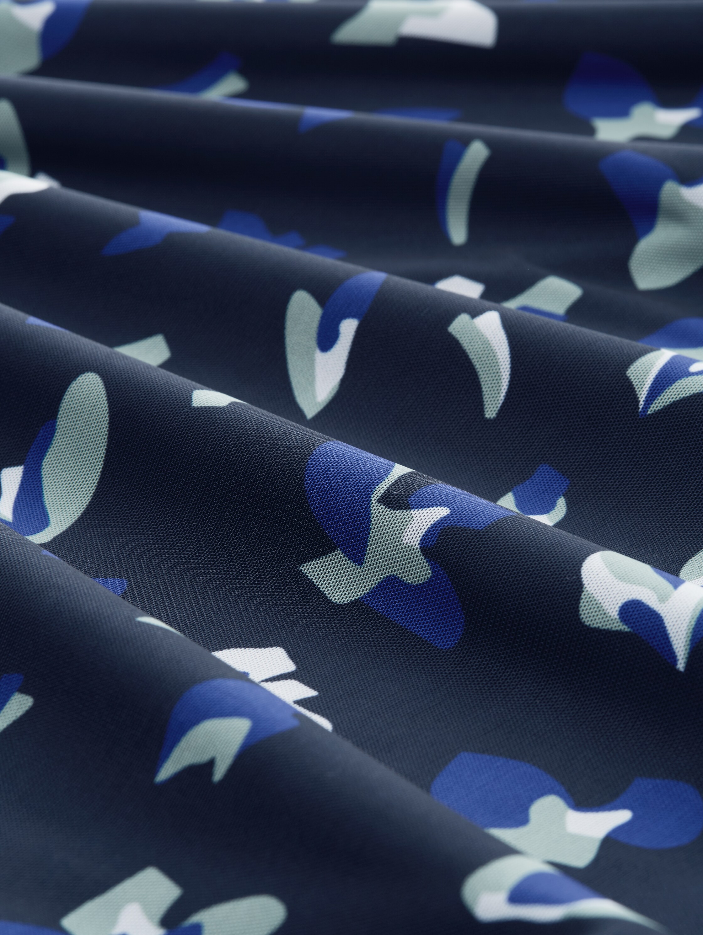 Minijurk van gaas met patroon - abstract_navy_floral_print - 