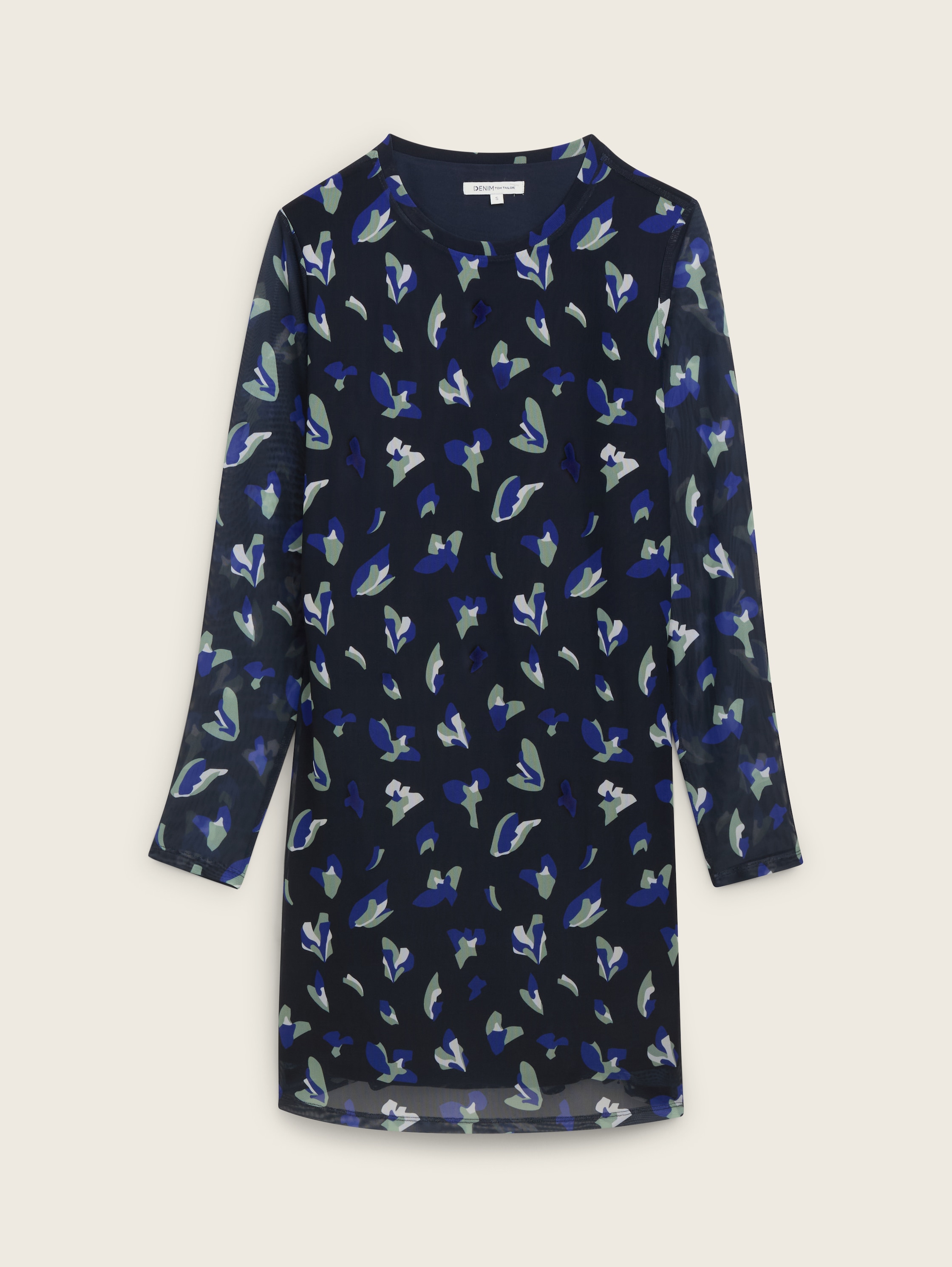 Minijurk van gaas met patroon - abstract_navy_floral_print - 