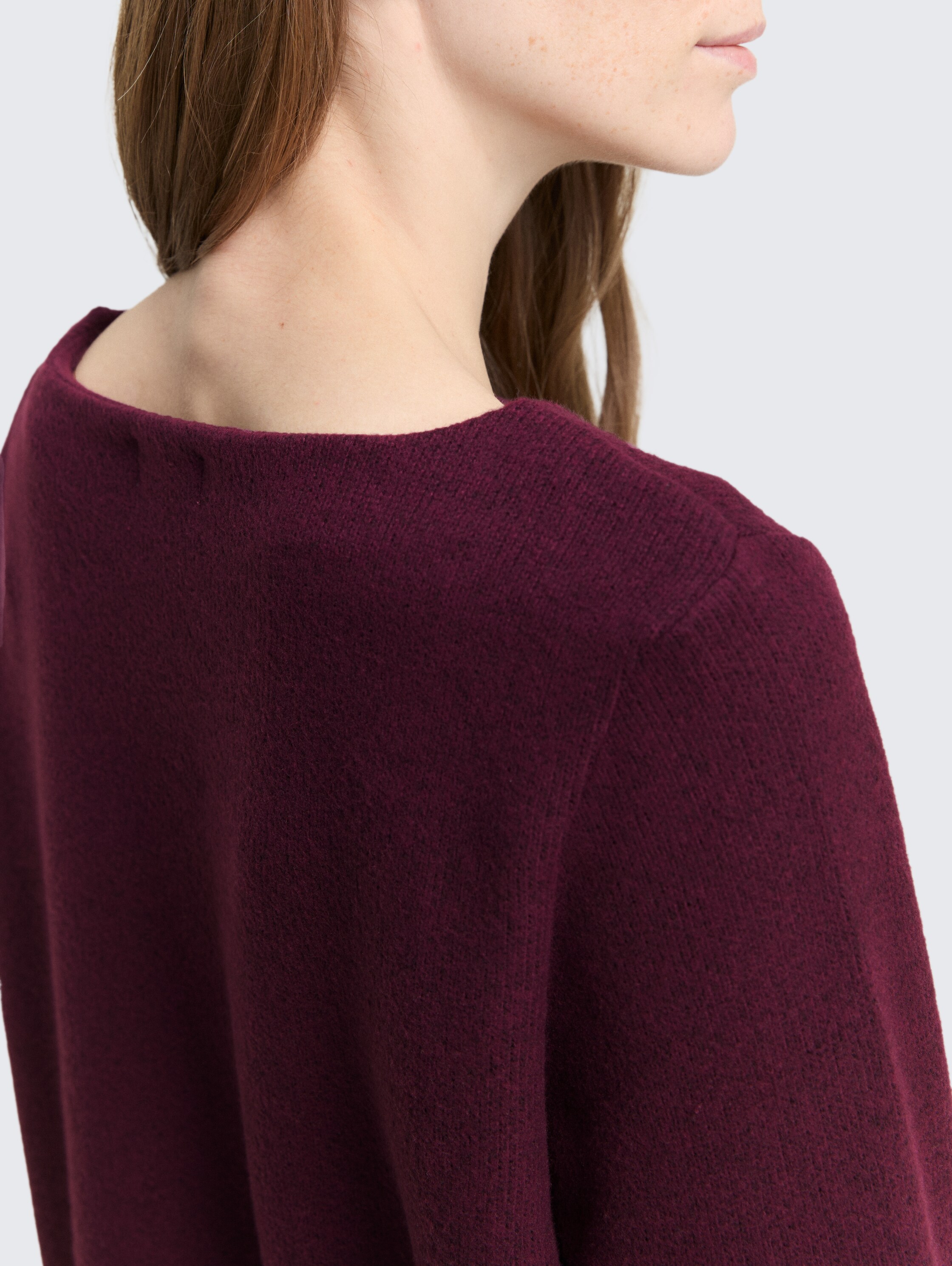 Soft-Touch Sweatshirt mit Knopf-Details - dark_red_mlange - 