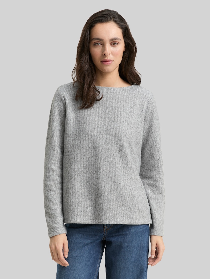 Soft-Touch Sweatshirt mit Knopf-Details von Women, medium silver grey melange