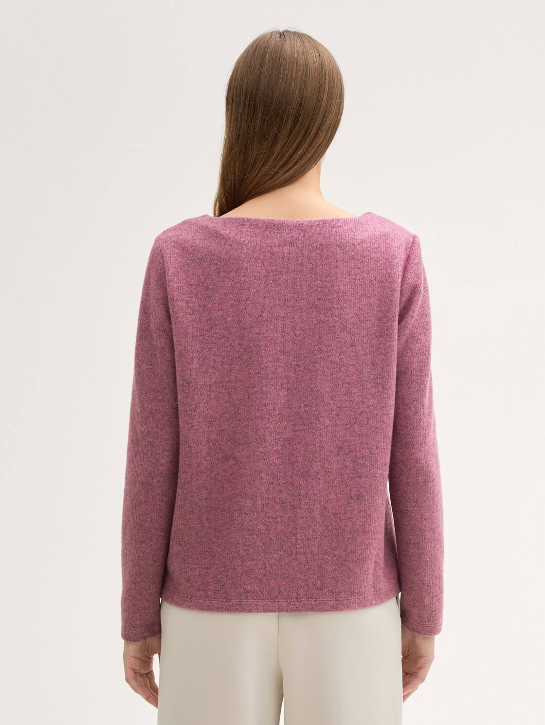 Soft-Touch Sweatshirt mit Knopf-Details - pink velvet melange - Auschnitt Model-Rückansicht