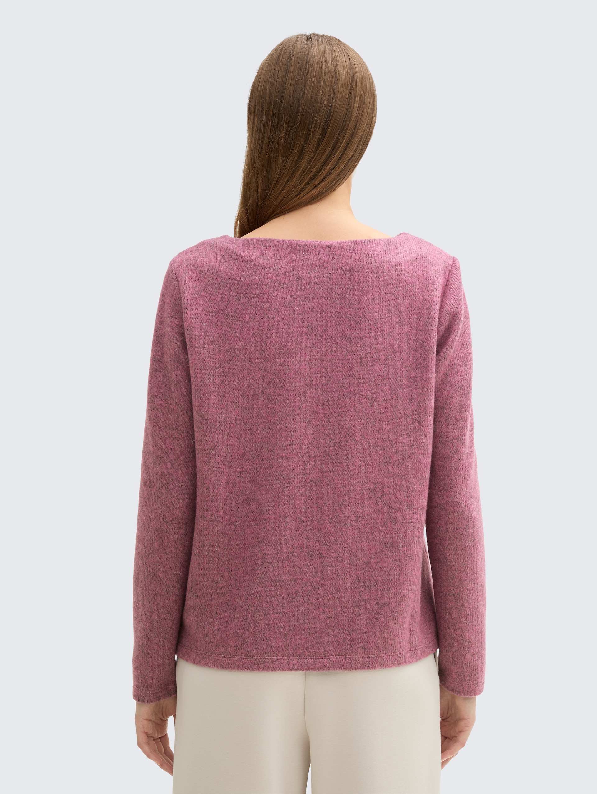 Soft-Touch Sweatshirt mit Knopf-Details - pink velvet melange - Auschnitt Model-Rückansicht