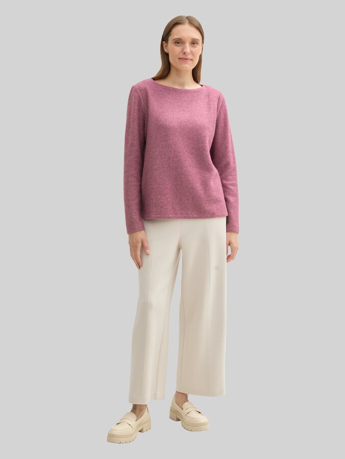 Soft-touch sweatshirt met knoopdetails door Women, pink velvet melange