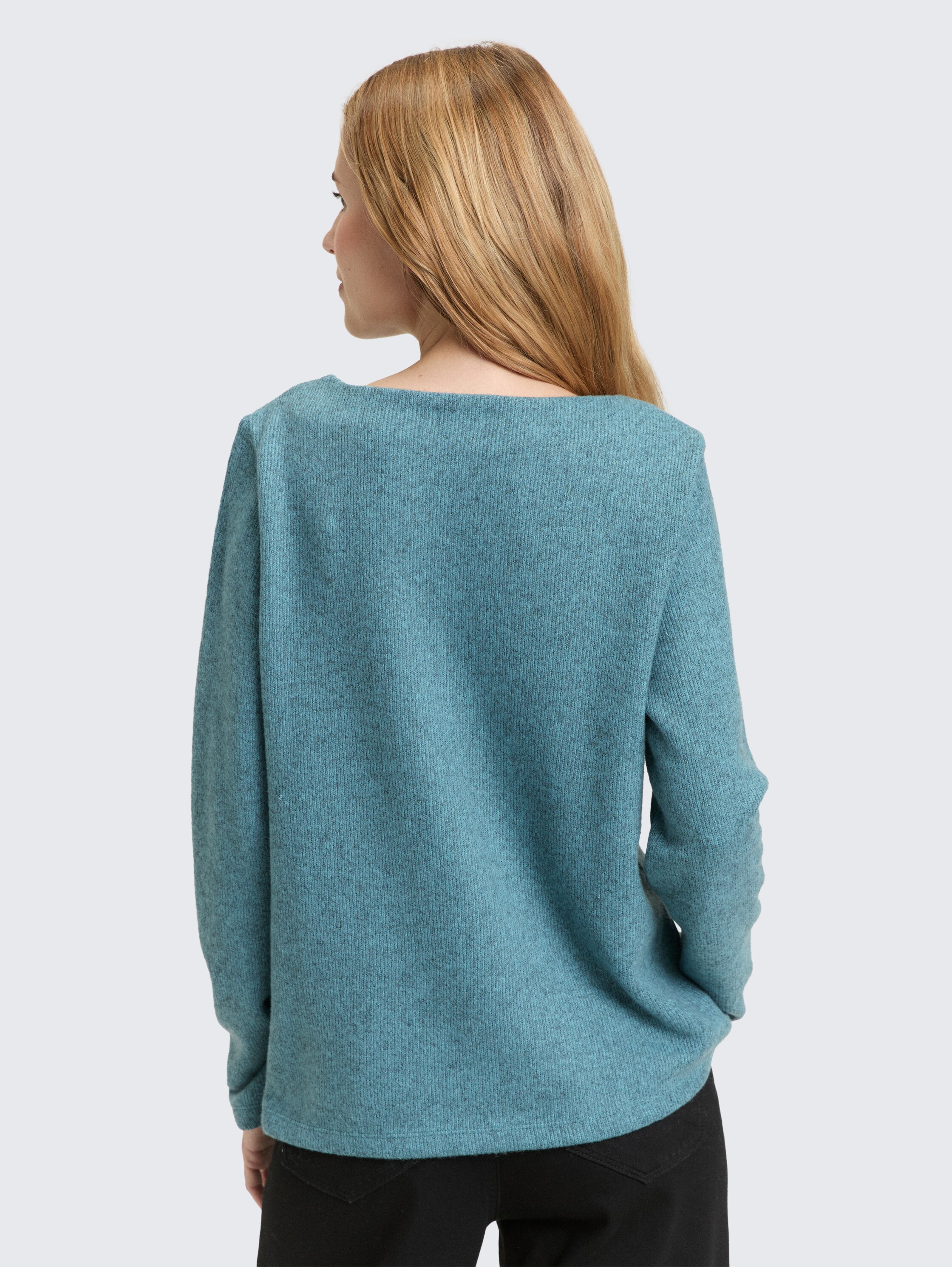Soft-touch sweatshirt with button details - tropical_teal_melange - 