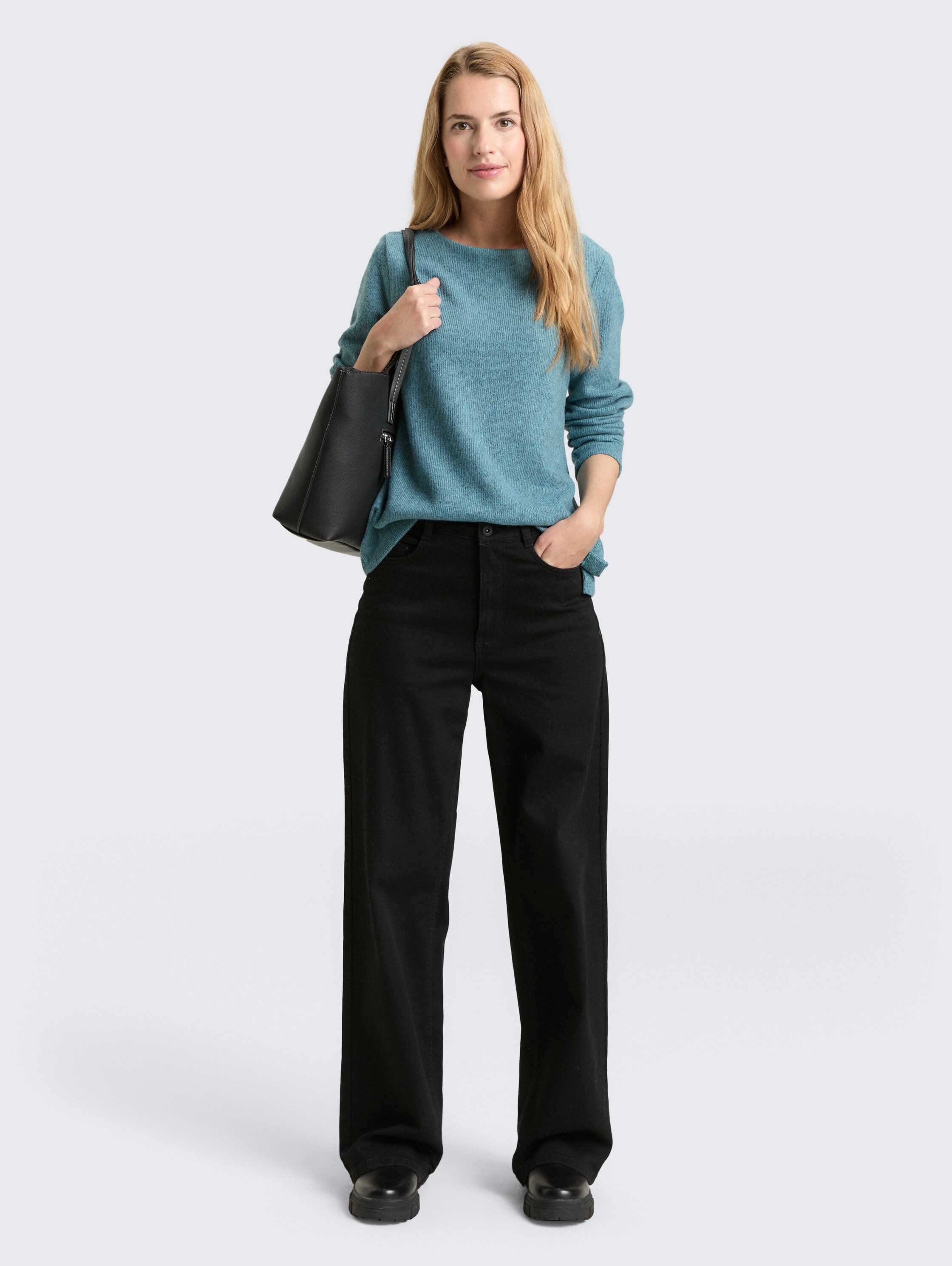 Soft-touch sweatshirt with button details - tropical_teal_melange - 
