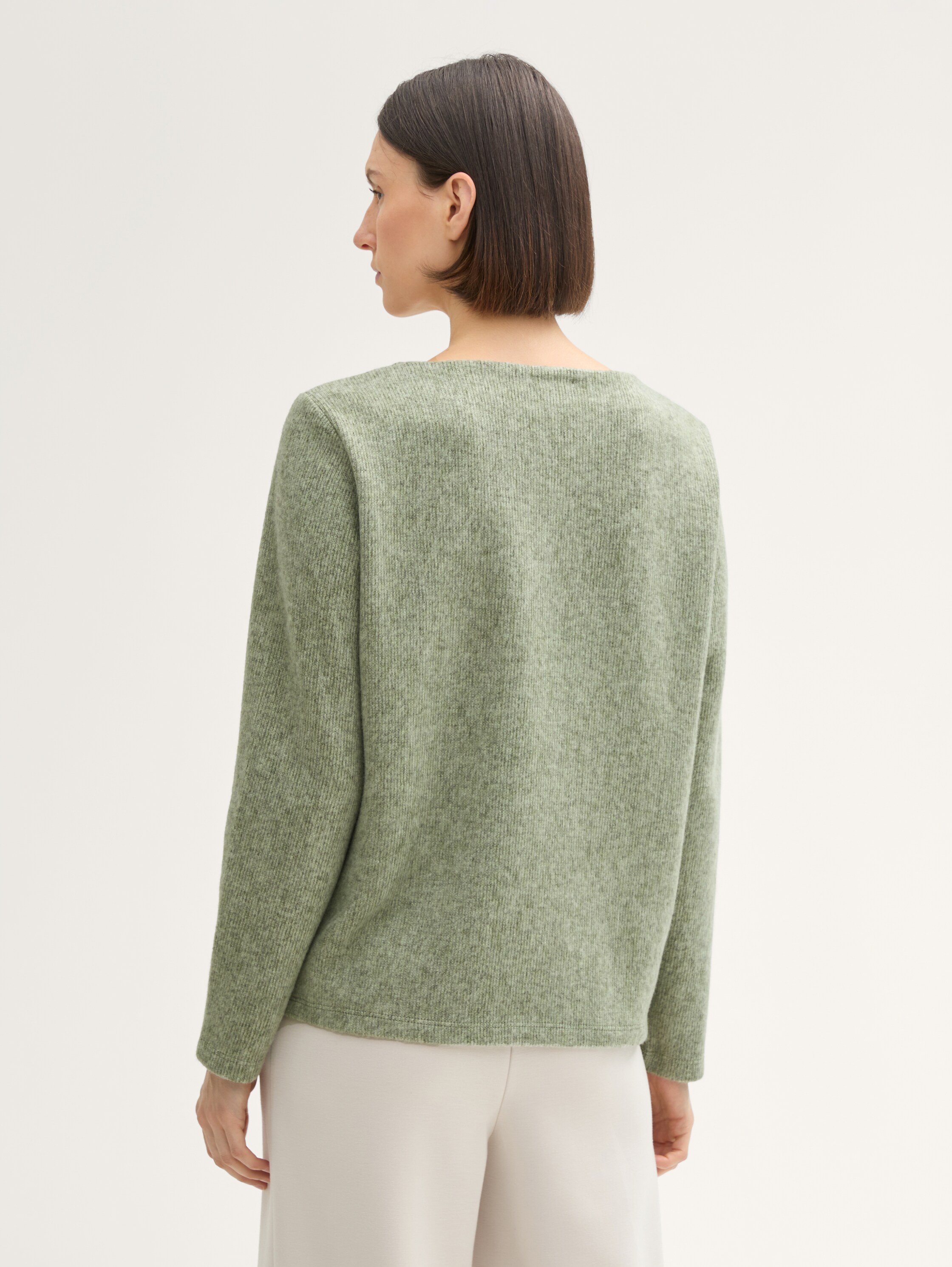 Soft-Touch Sweatshirt mit Knopf-Details - pure_sage_melange - 