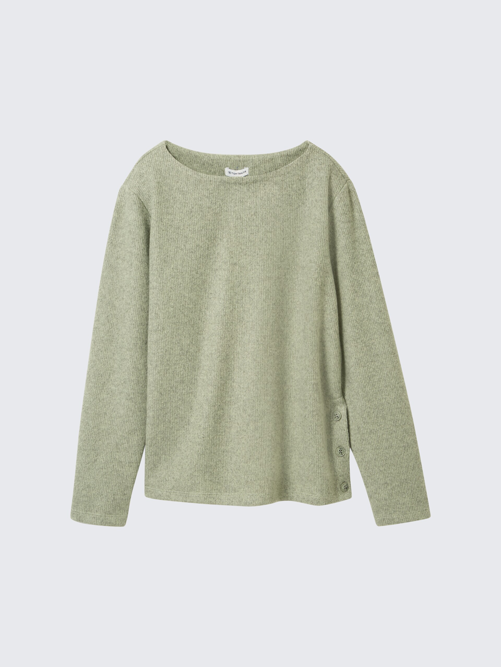 Soft-Touch Sweatshirt mit Knopf-Details - pure sage melange - Vorder-Produkt-Ansicht