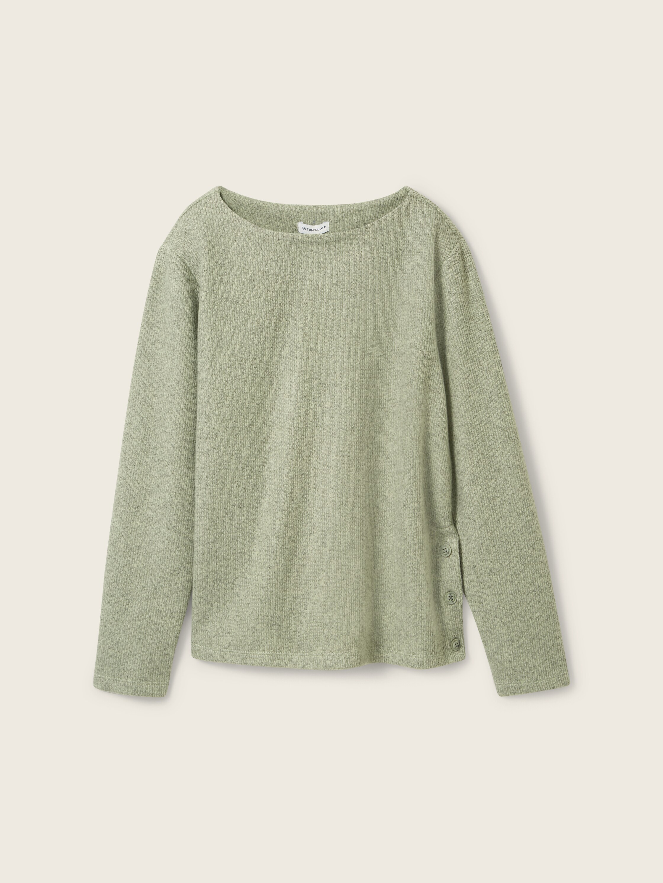 Soft-Touch Sweatshirt mit Knopf-Details - pure_sage_melange - 