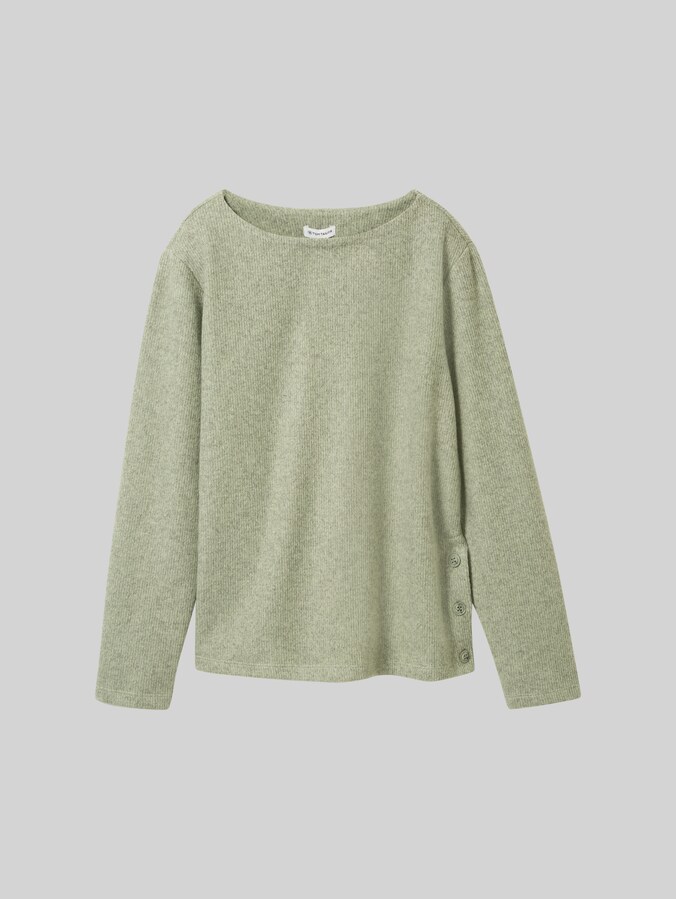Soft-touch sweatshirt met knoopdetails door Women, pure sage melange