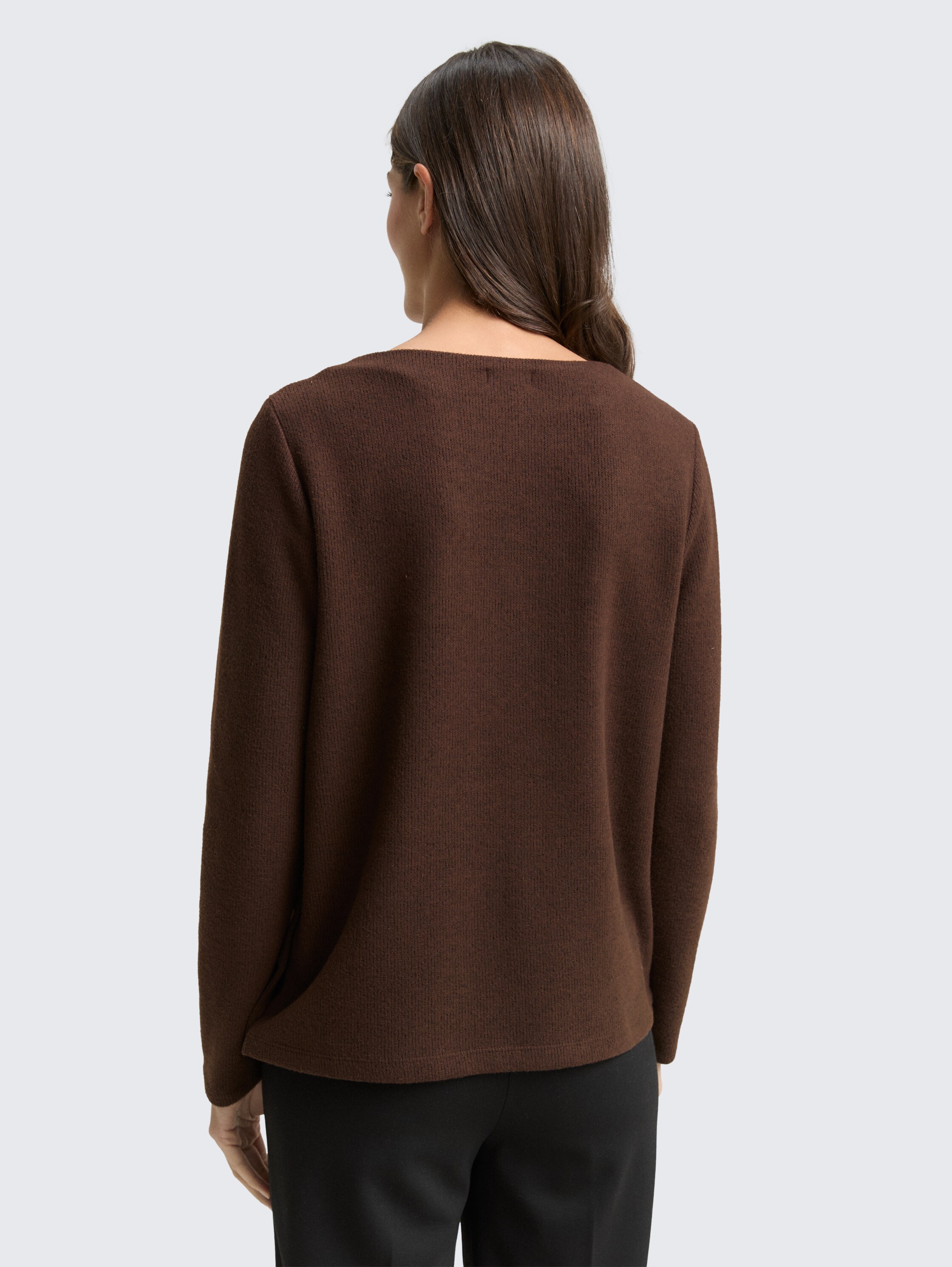 Soft-touch sweatshirt met knoopdetails - dark_pecan_brown_melange - 