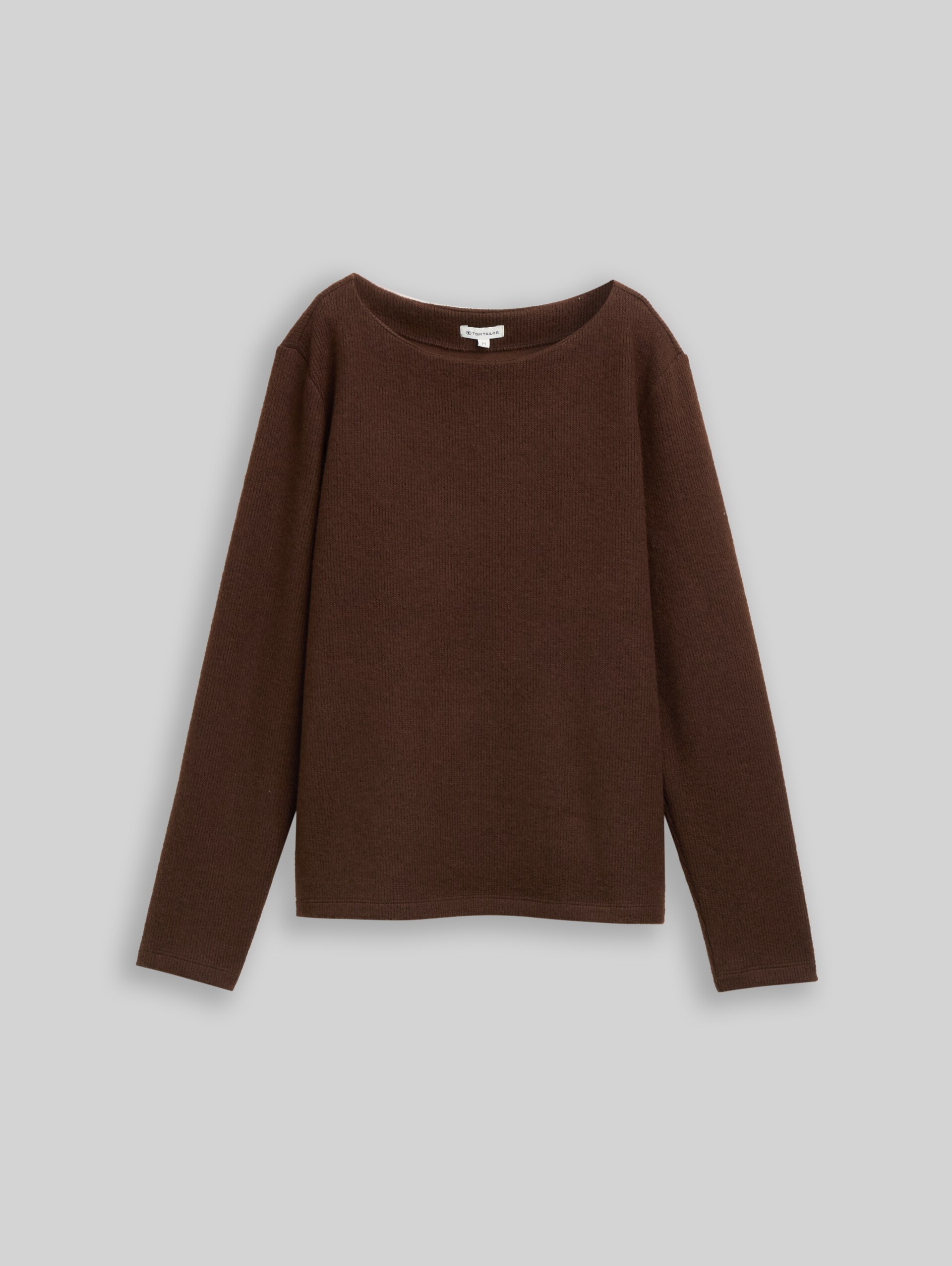 Soft-touch sweatshirt with button details - dark pecan brown melange - Front product view