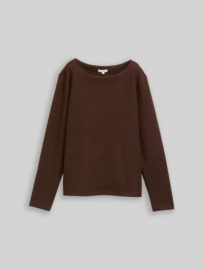 Soft-Touch Sweatshirt mit Knopf-Details von Women, dark pecan brown melange