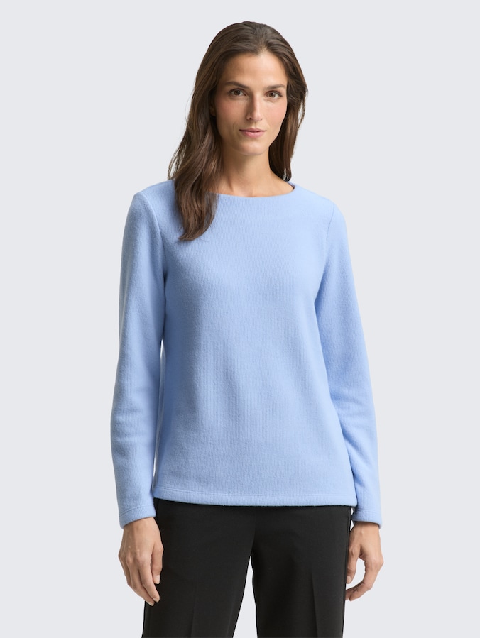 Soft-touch sweatshirt with button details by Women, mid blue melange