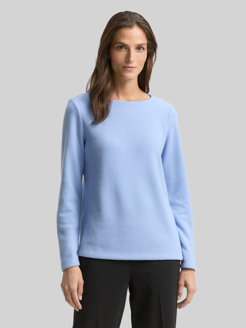 Soft-touch sweatshirt met knoopdetails door Women, mid blue melange