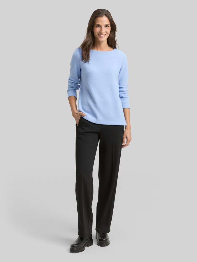 Sweat-shirt doux au toucher avec détails boutonnés par Women, mid blue melange