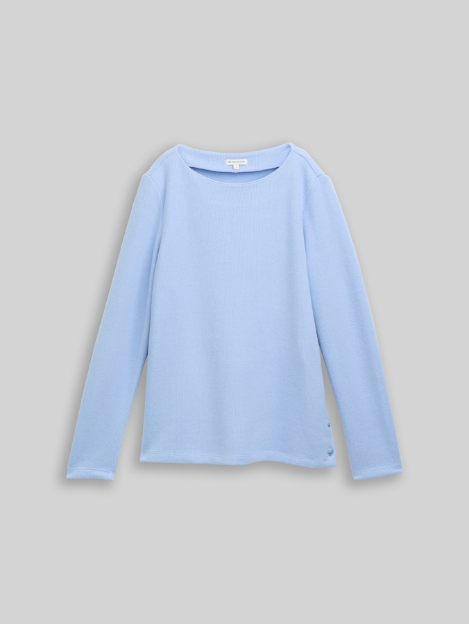 Soft-Touch Sweatshirt mit Knopf-Details von Women, mid blue melange
