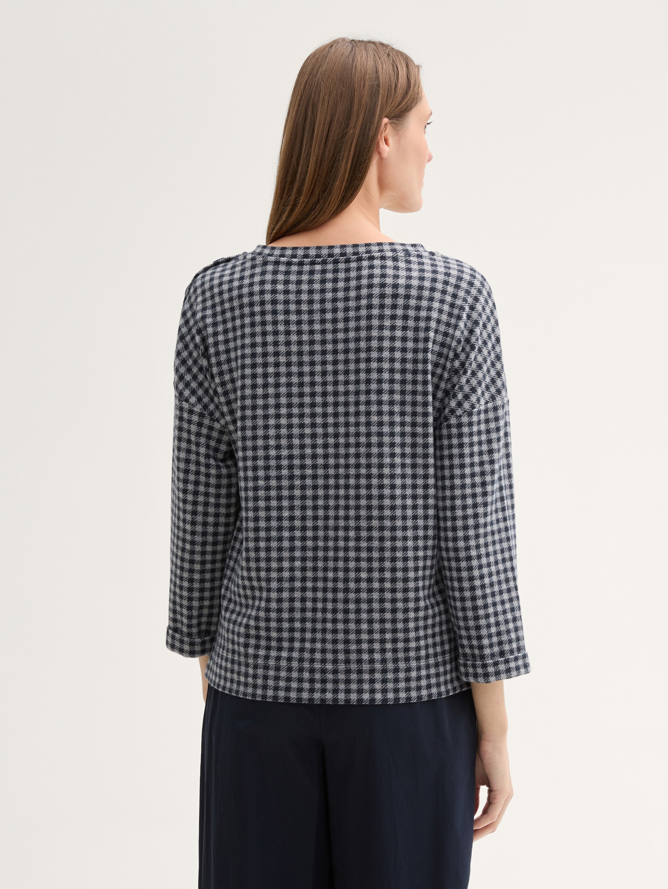 Karo Sweatshirt mit Knopf-Details - printed_vichy_check_design - 