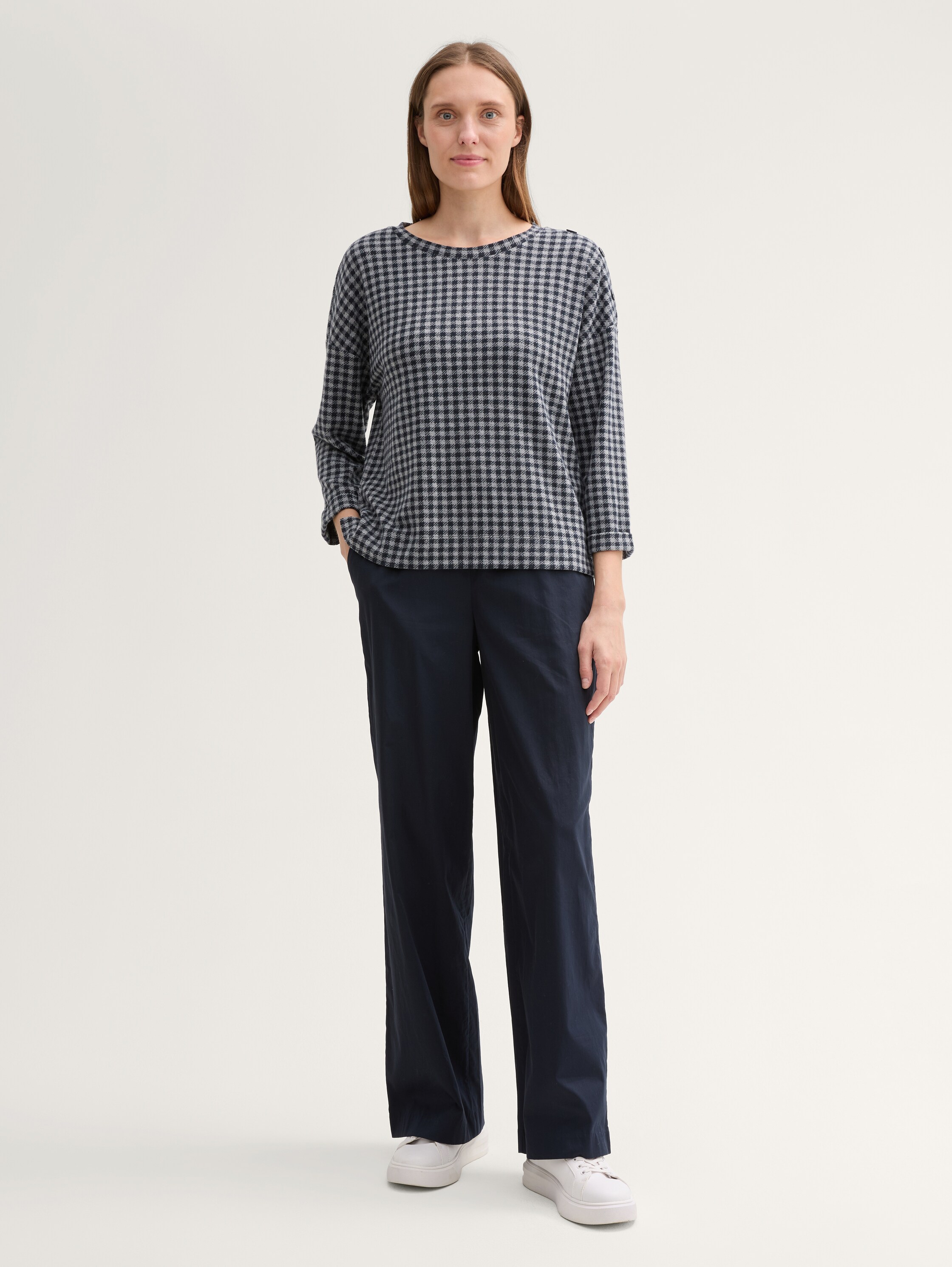 Karo Sweatshirt mit Knopf-Details - printed_vichy_check_design - 