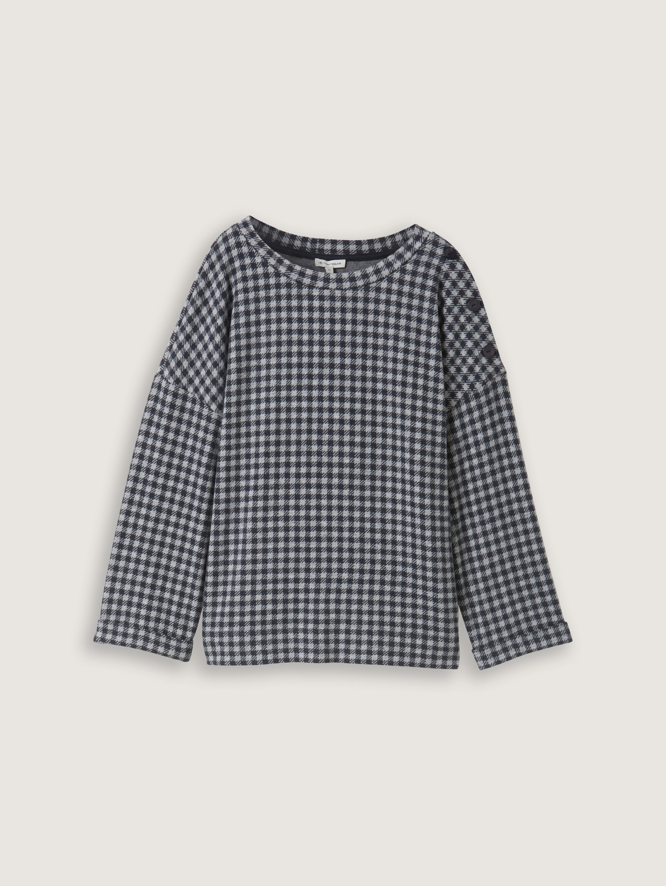 Karo Sweatshirt mit Knopf-Details - printed_vichy_check_design - 