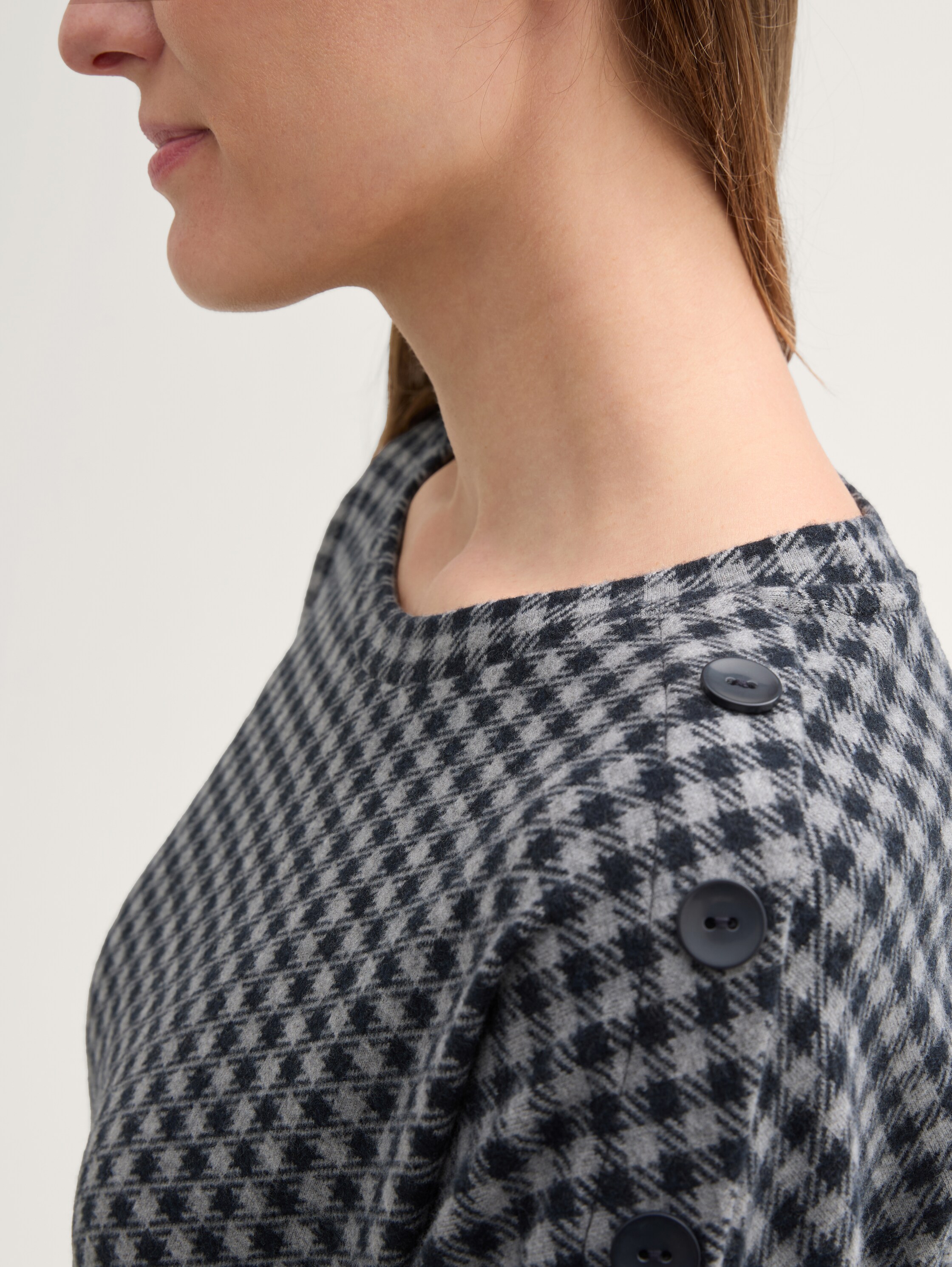 Karo Sweatshirt mit Knopf-Details - printed_vichy_check_design - 