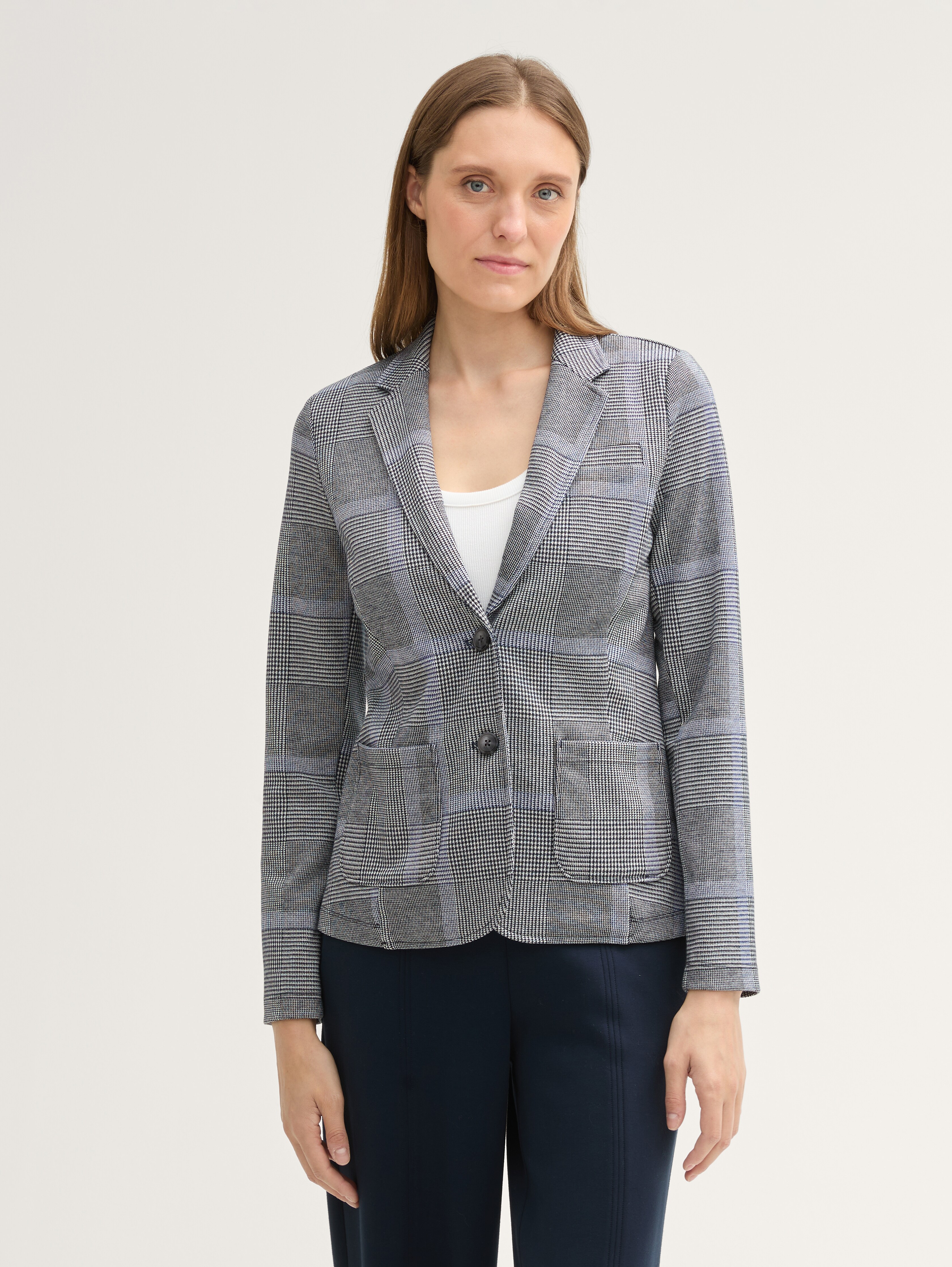 Regular Fit Blazer im Karomuster von Women, navy blue check