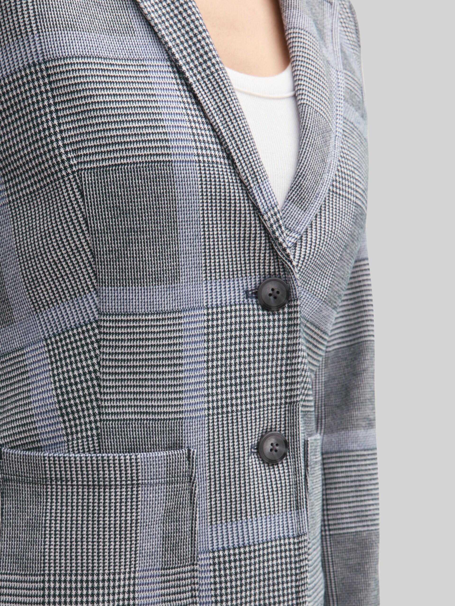 Checked print blazer in LENZING™ EcoVero™ - navy blue check