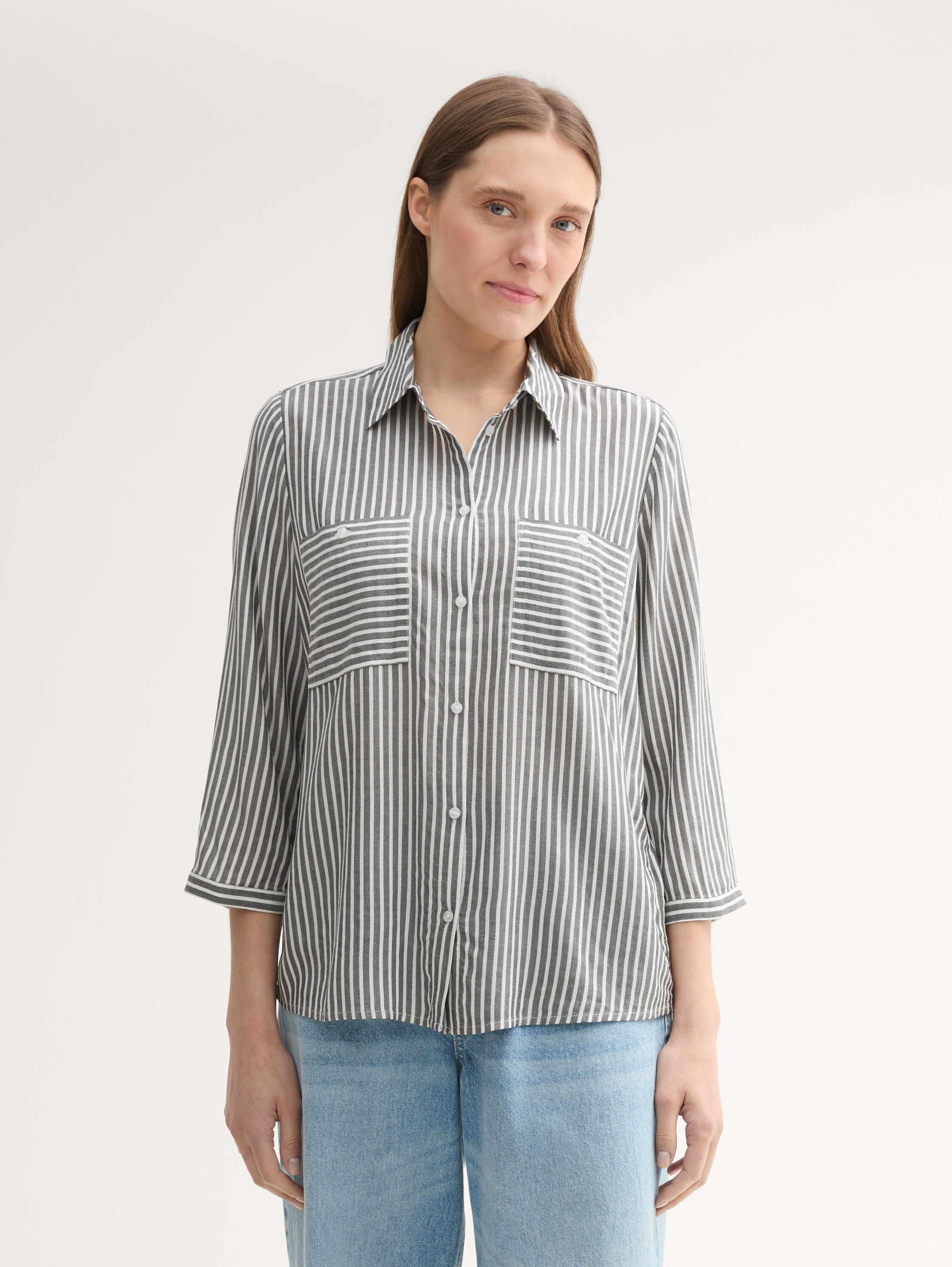 Bluse mit Streifenmuster - navy_white_thin_stripe - 